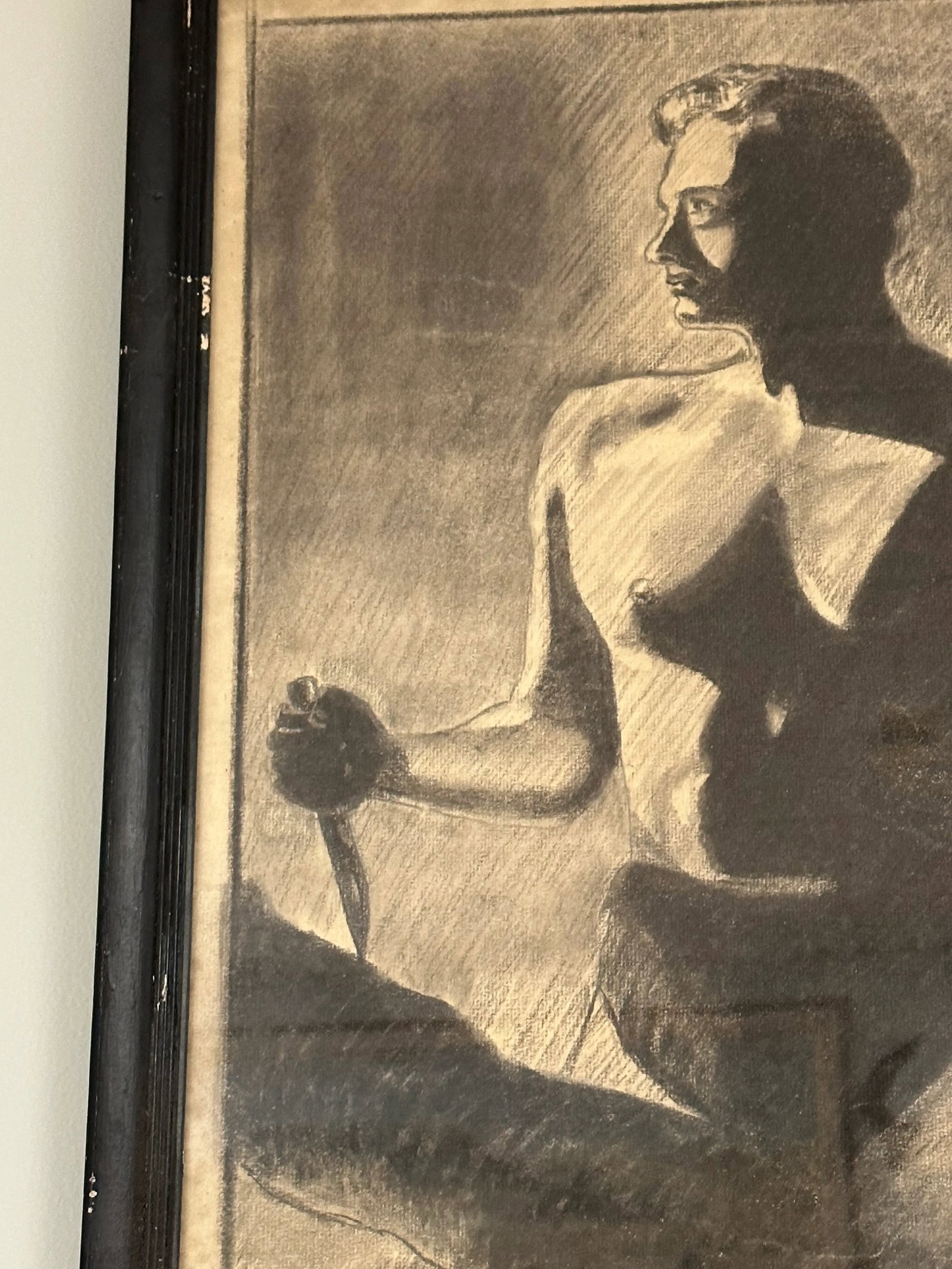 Large 1920s Sketch of a Male Nude in Swimsuit - 8