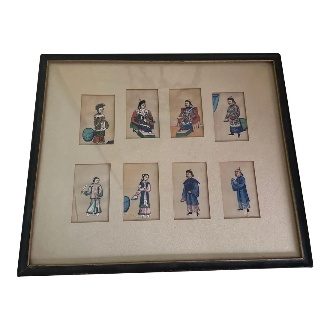 Framed 19th Century Well Executed Chinese Costume Watercolors: Extremely well executed chinoiserie paintings of Chinese people in colorful and elaborate costumes on very thin paper Condition: Alterations: Original Condition Unaltered Imperfections: Some