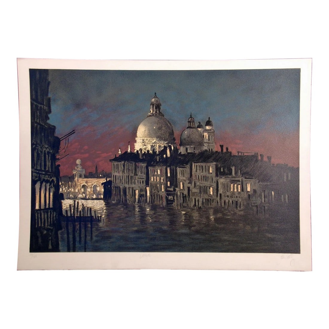 John Kelly "Venice" Signed Fine Lithograph/Serigraph Artwork Print Arches: Venice by John Kelly Limited Edition Lithography & Silkscreen on Arches paper Hand signed by the artist Paper Size: 21" x 29-3/4" Image Size: 18-1/2" x 27-1/2" Edition Number: 76/300 Circa 1980s
