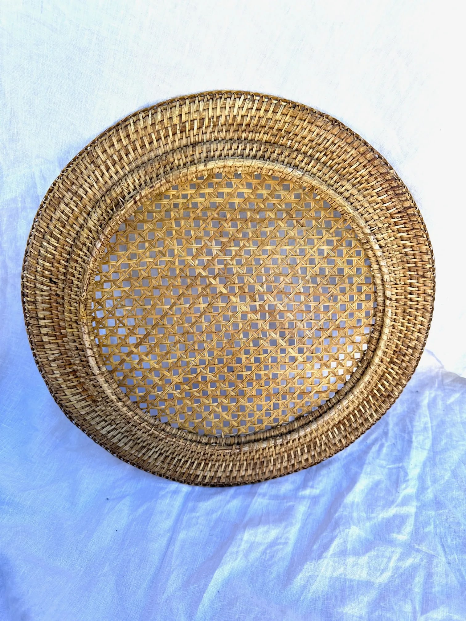 Vintage Large Rattan Serving Charger - 2