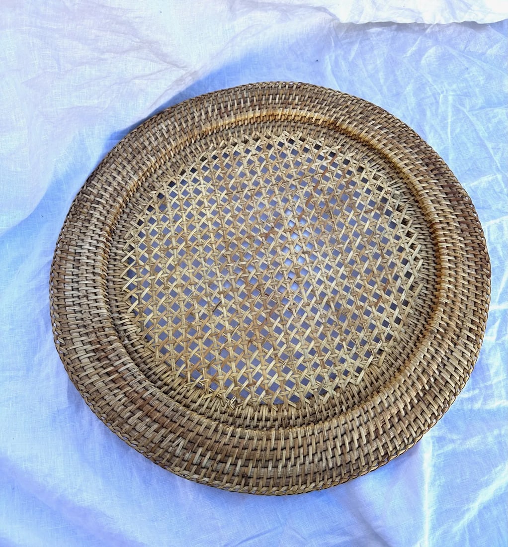 Vintage Large Rattan Serving Charger - 3