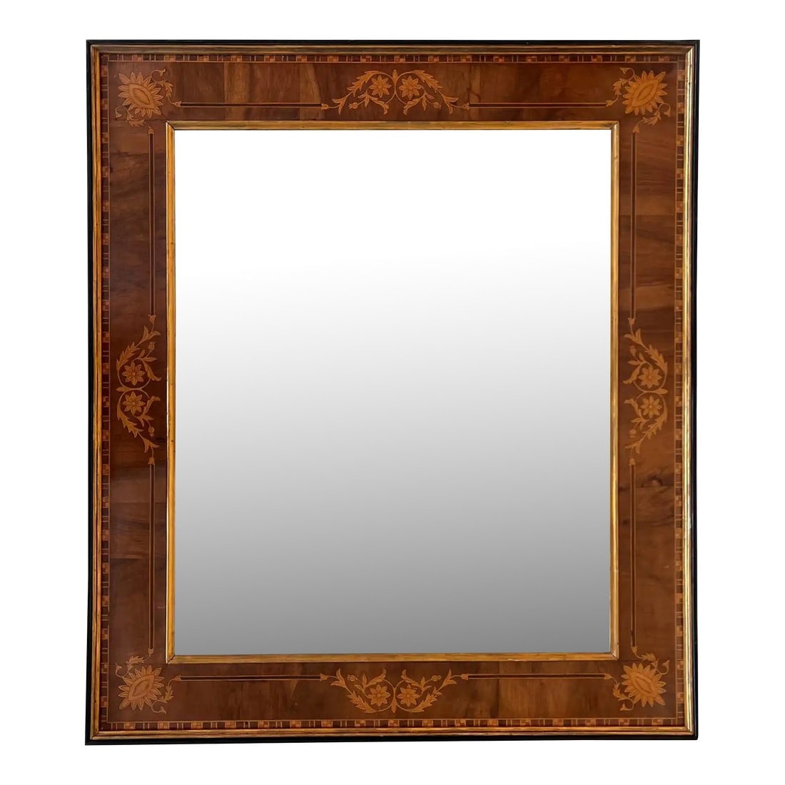 19th Antique Marquetry Inlaid Mahogany Mirror (1 of 7)