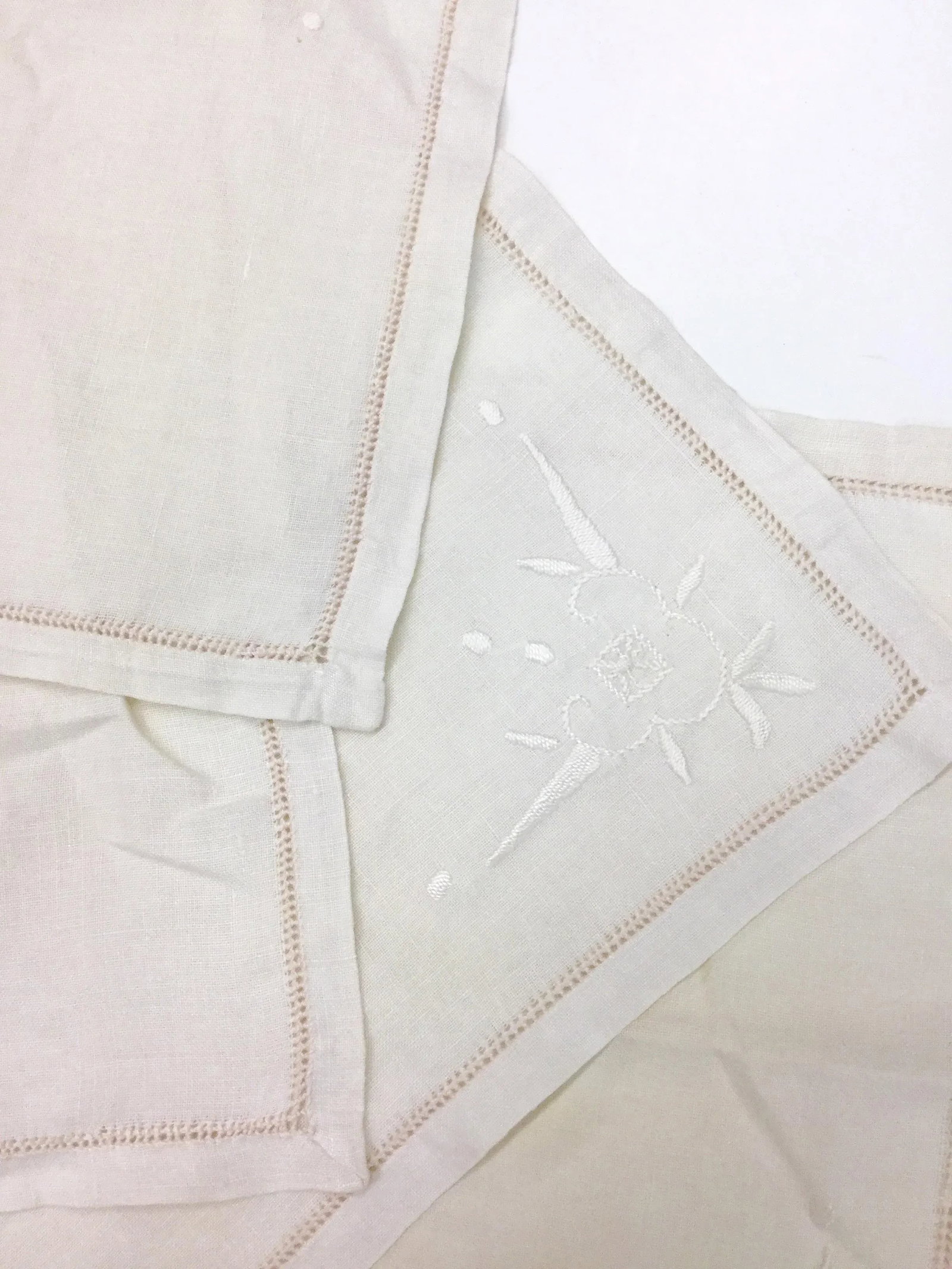 Early 20th Century Antique Linen Cocktail Napkins - Set of 4 - 2