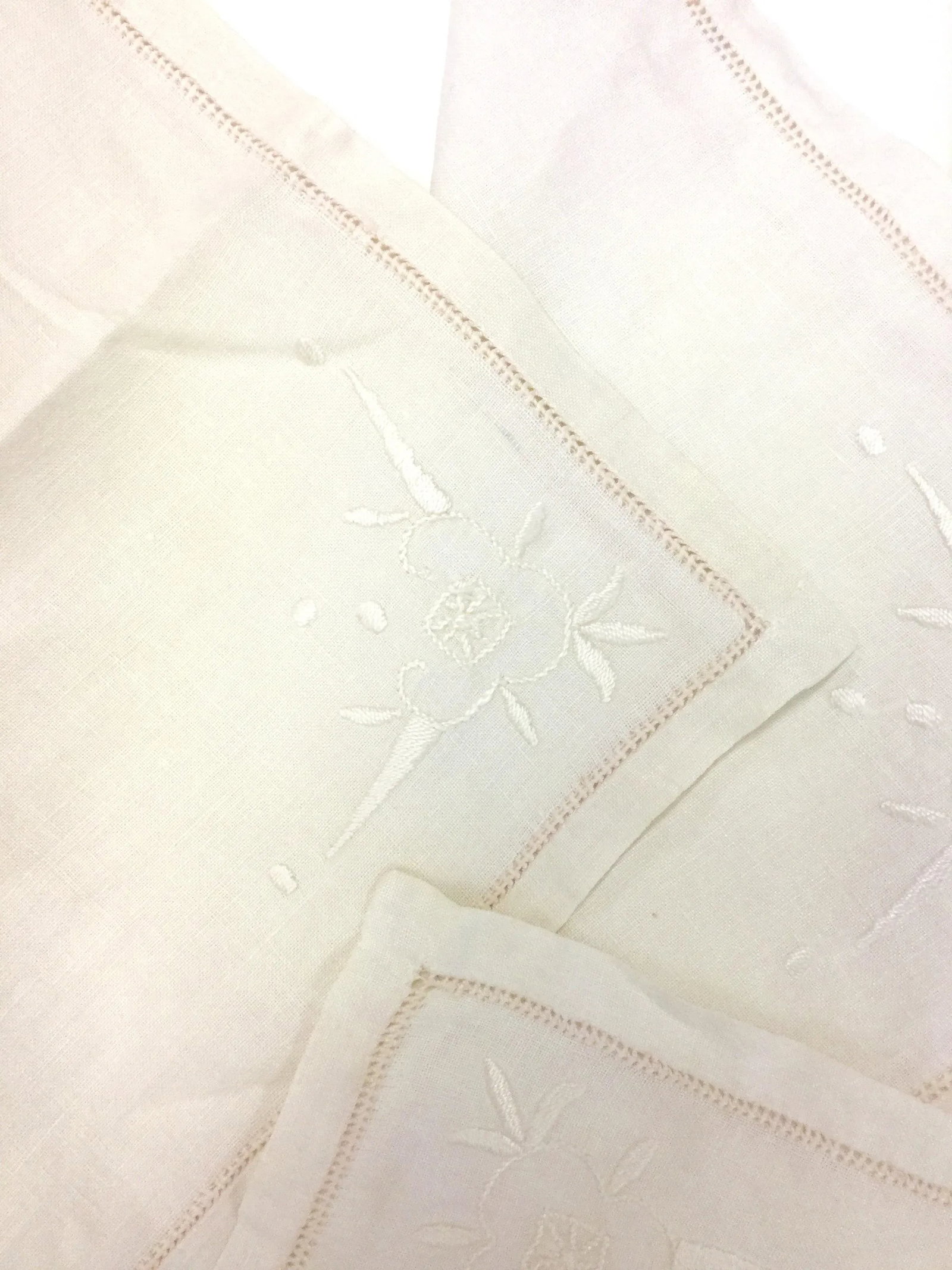 Early 20th Century Antique Linen Cocktail Napkins - Set of 4 - 5