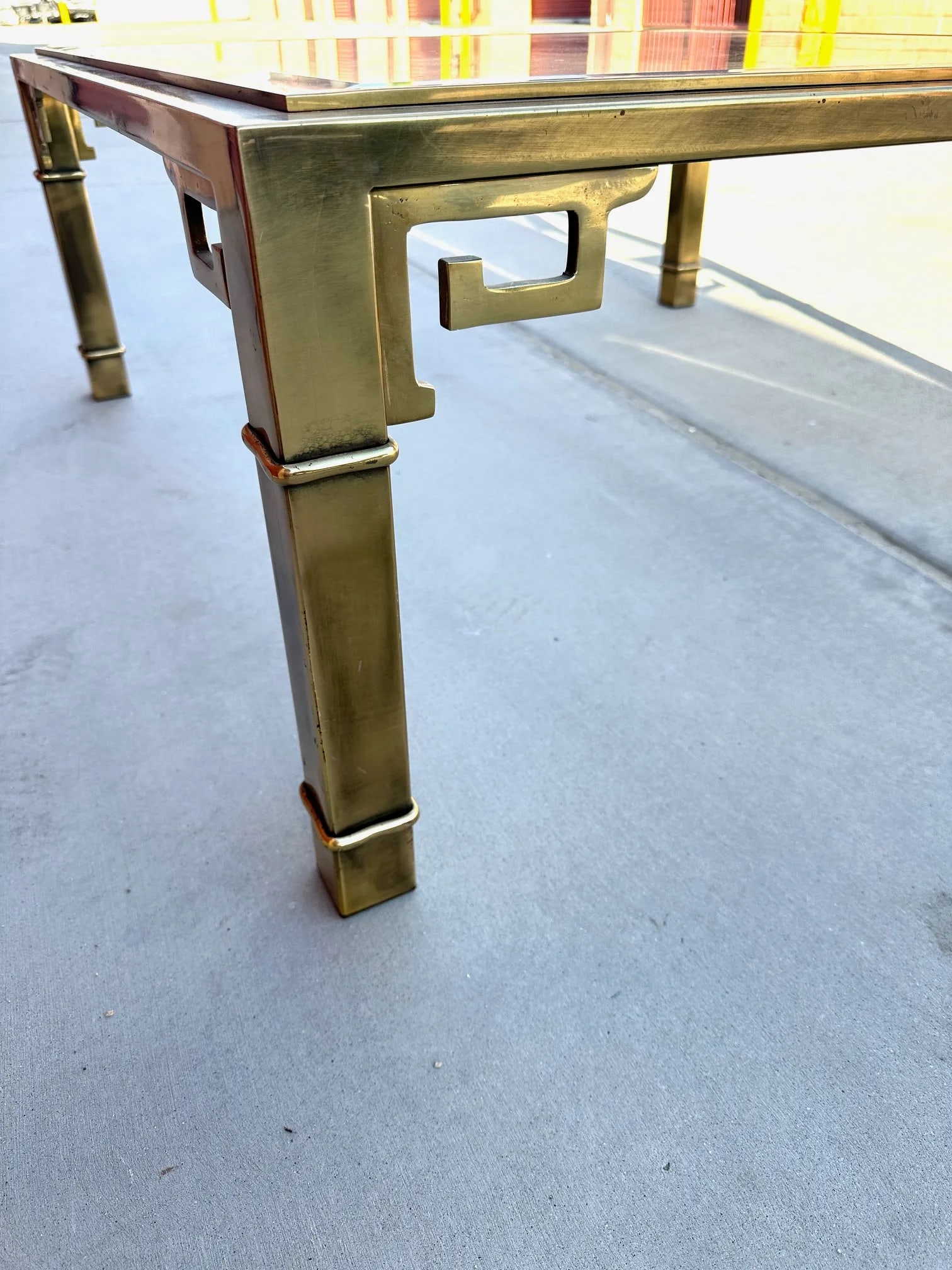 Vintage Mastercraft Greek Key Brass Coffee Table - 4