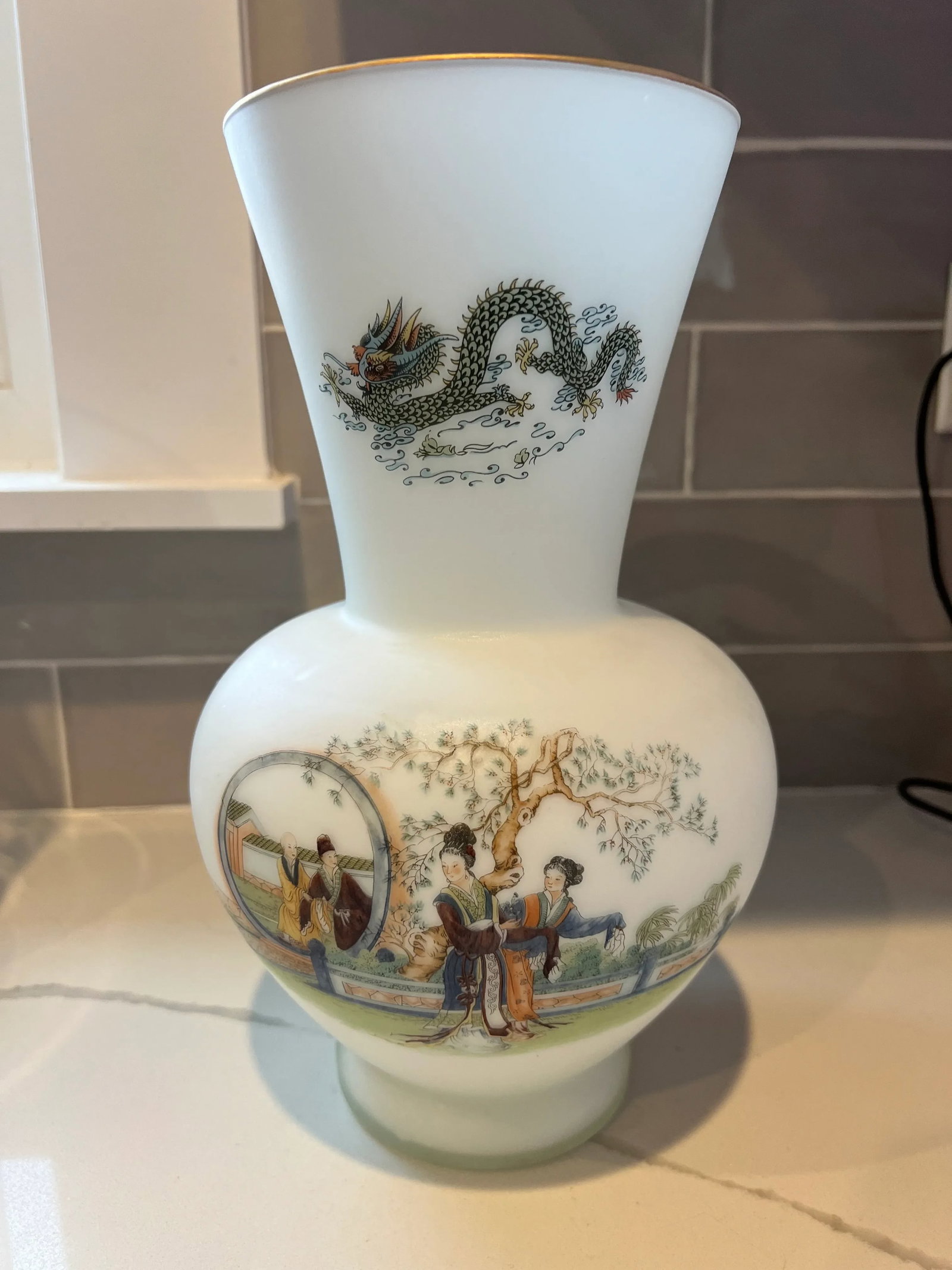 Mid Century Opaline or Satin Japanese Vase - 10