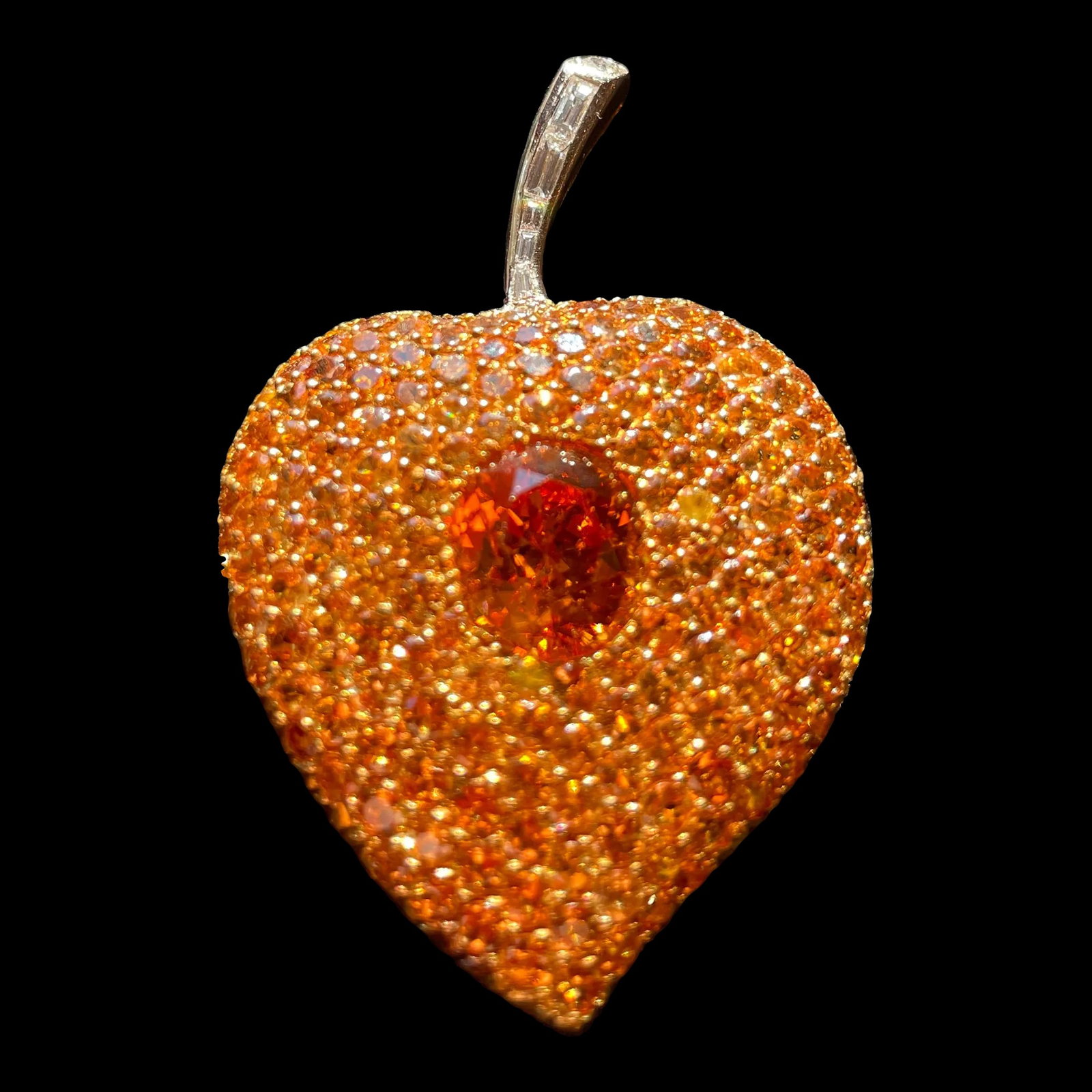 Spessartite and Diamond Brooch by Storied Park Avenue Jewelry Designer Christopher Walling - 2