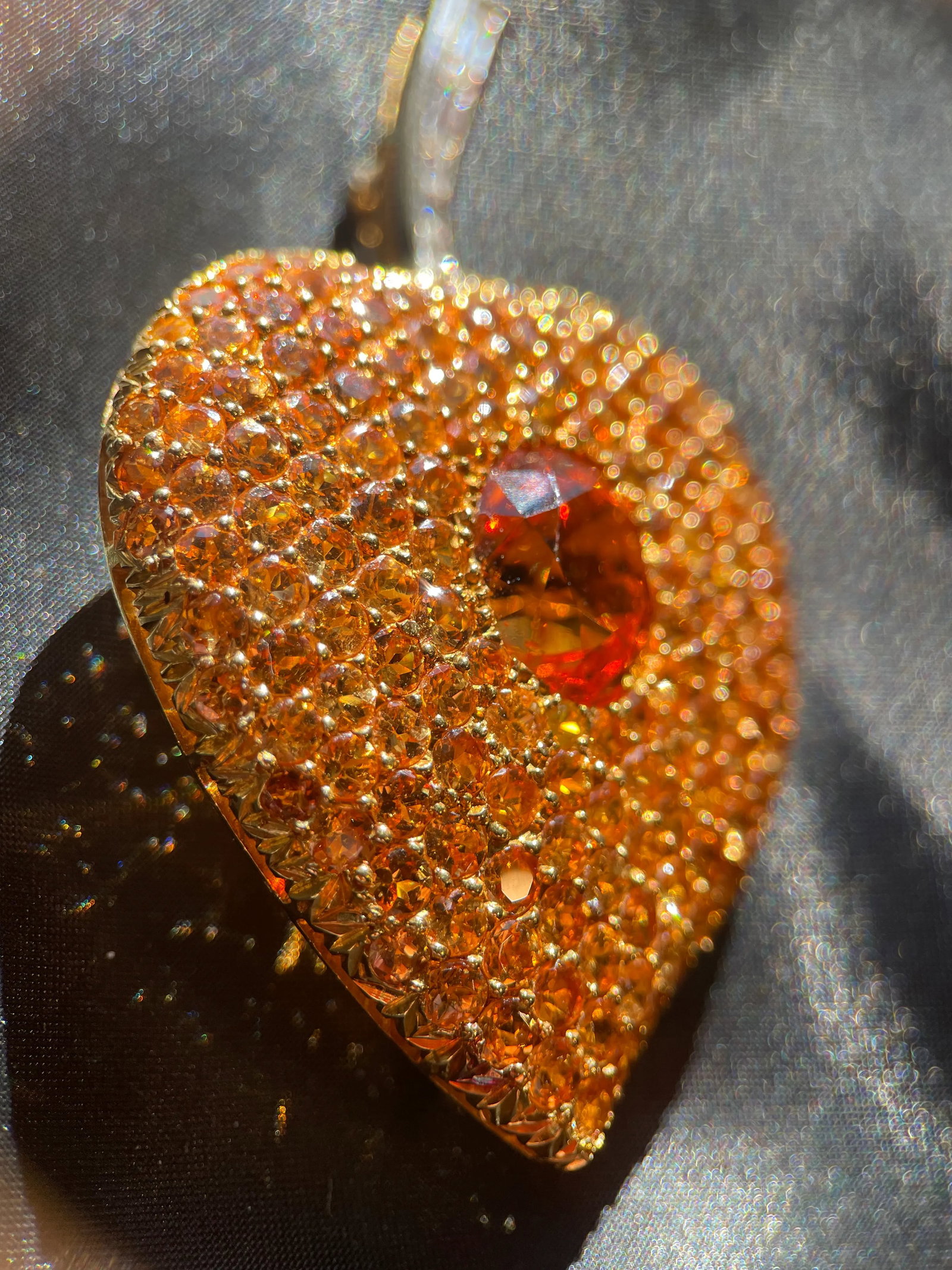 Spessartite and Diamond Brooch by Storied Park Avenue Jewelry Designer Christopher Walling - 3