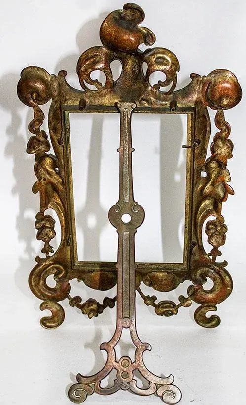 Elaborate French Gilt Bronze Picture Frame - Easel Back - 6