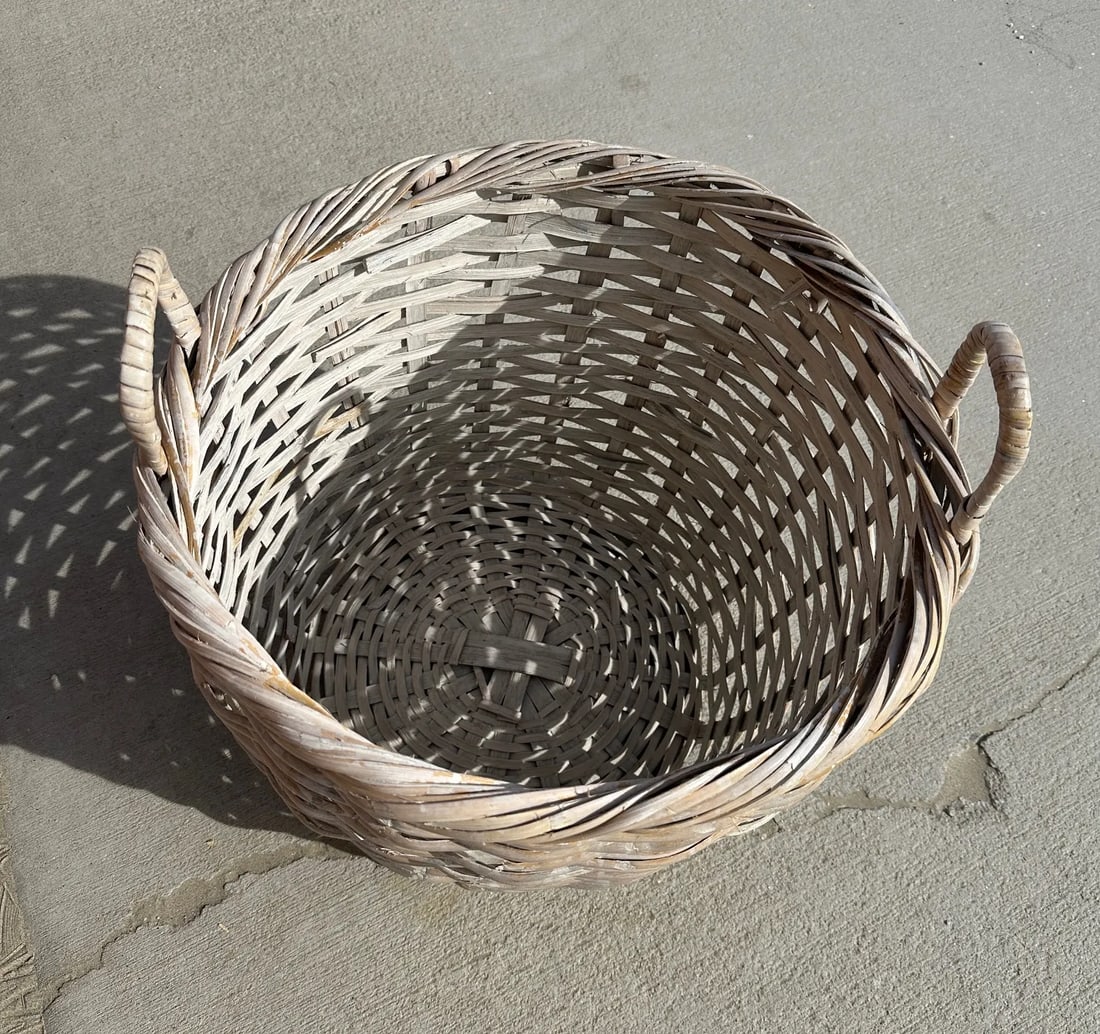 Whitewash Woven Split Bamboo/Rattan Basket - 2