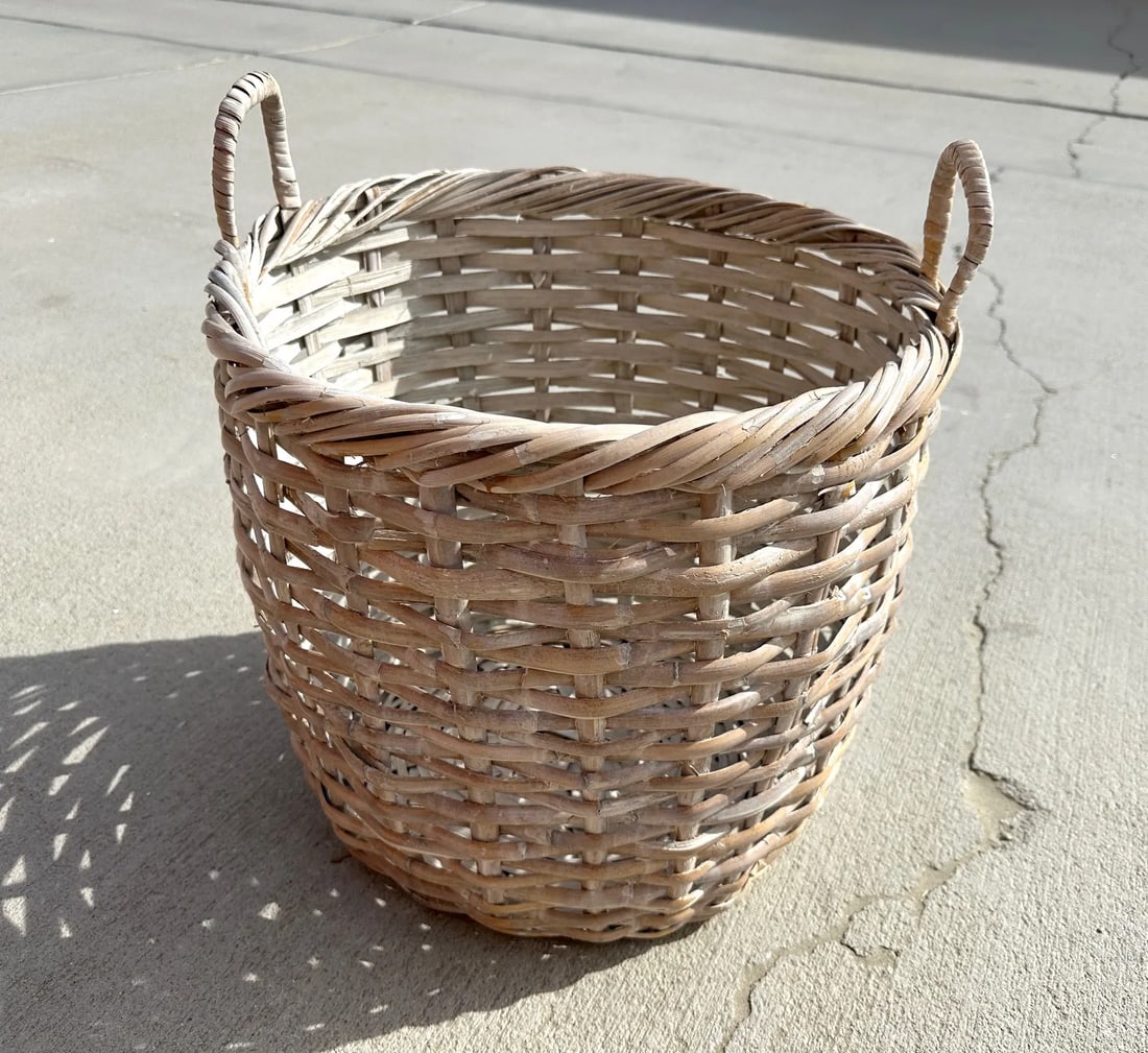 Whitewash Woven Split Bamboo/Rattan Basket - 3