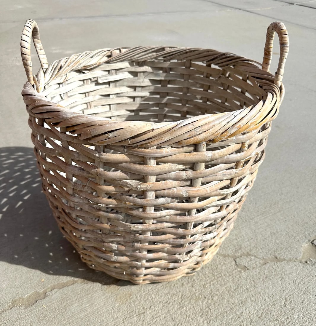 Whitewash Woven Split Bamboo/Rattan Basket - 4
