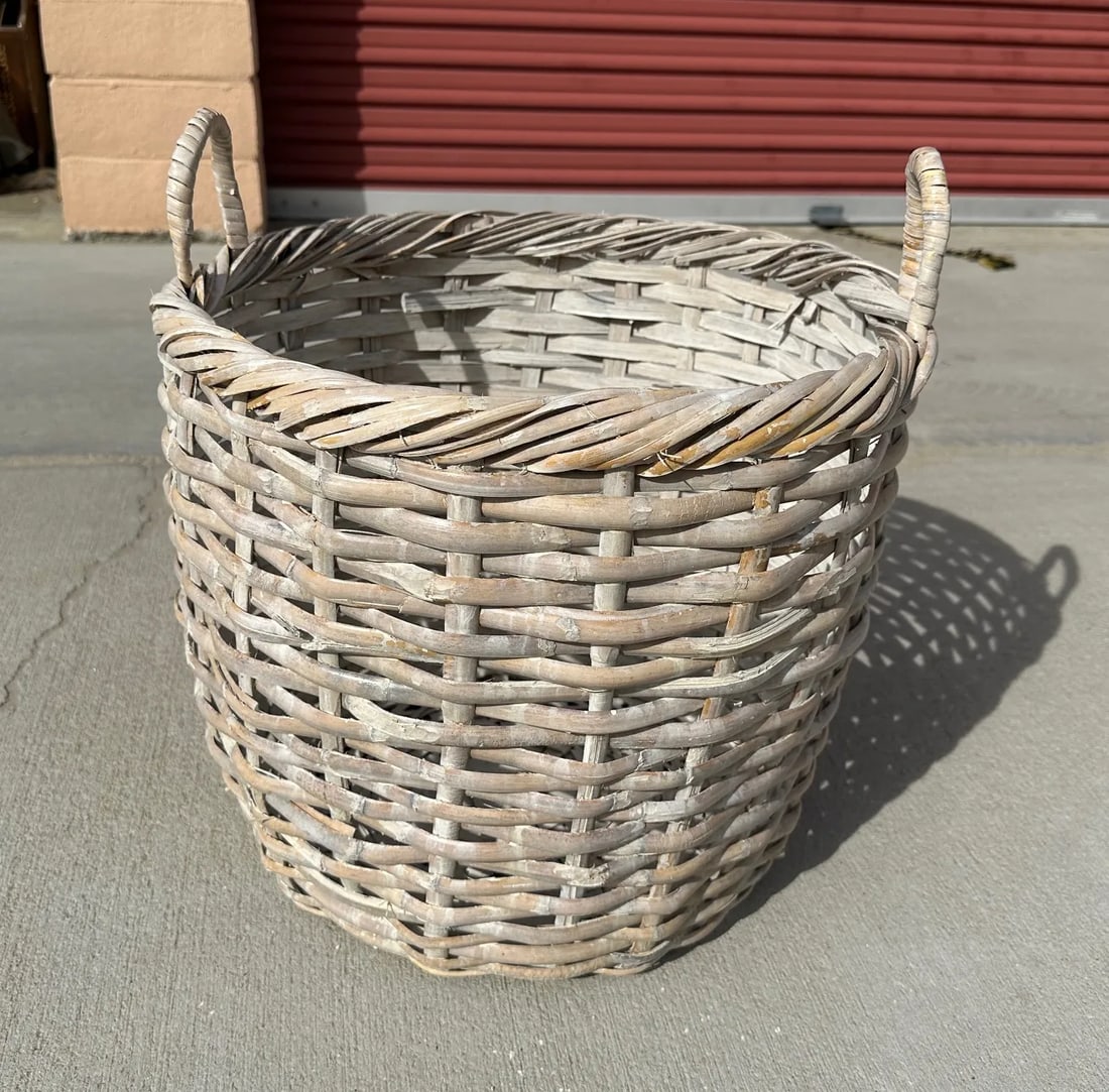 Whitewash Woven Split Bamboo/Rattan Basket - 5