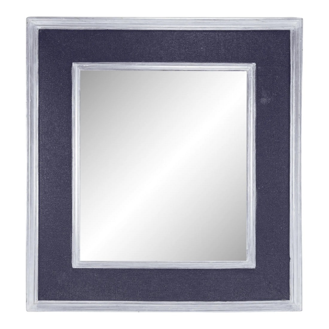 Silver-Edged Blue Raffia-Wrapped Mirror: Silver-edged blue Raffia-wrapped mirrorã€‚ Condition: Alterations: Original Condition Unaltered Imperfections: Some Imperfections Condition Notes: It is in good general condition with some