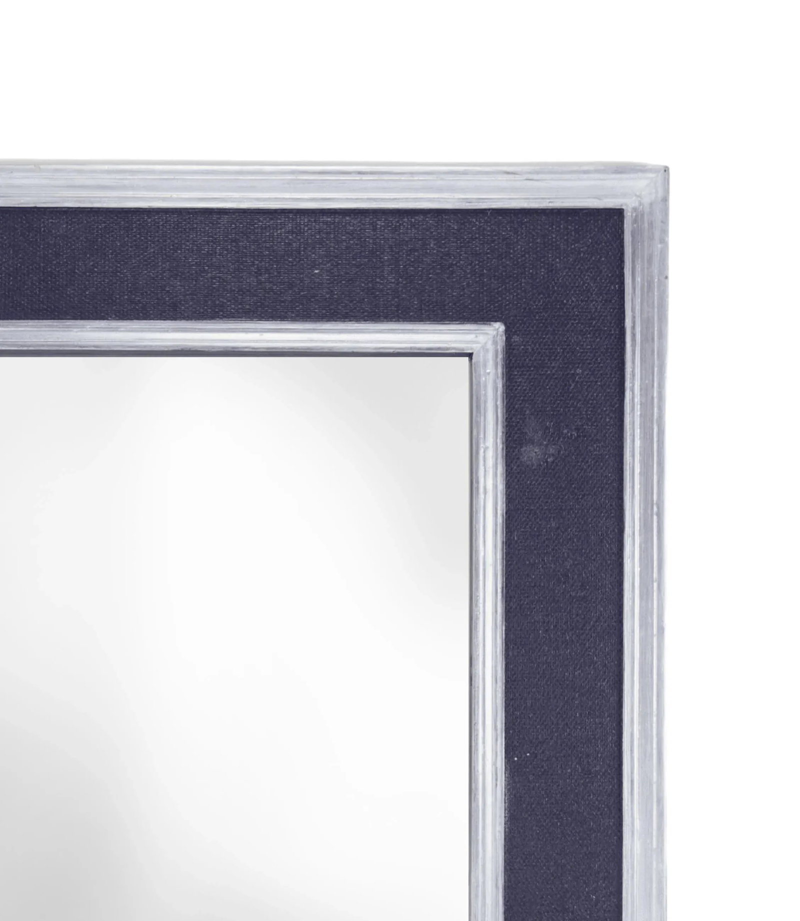 Silver-Edged Blue Raffia-Wrapped Mirror - 2