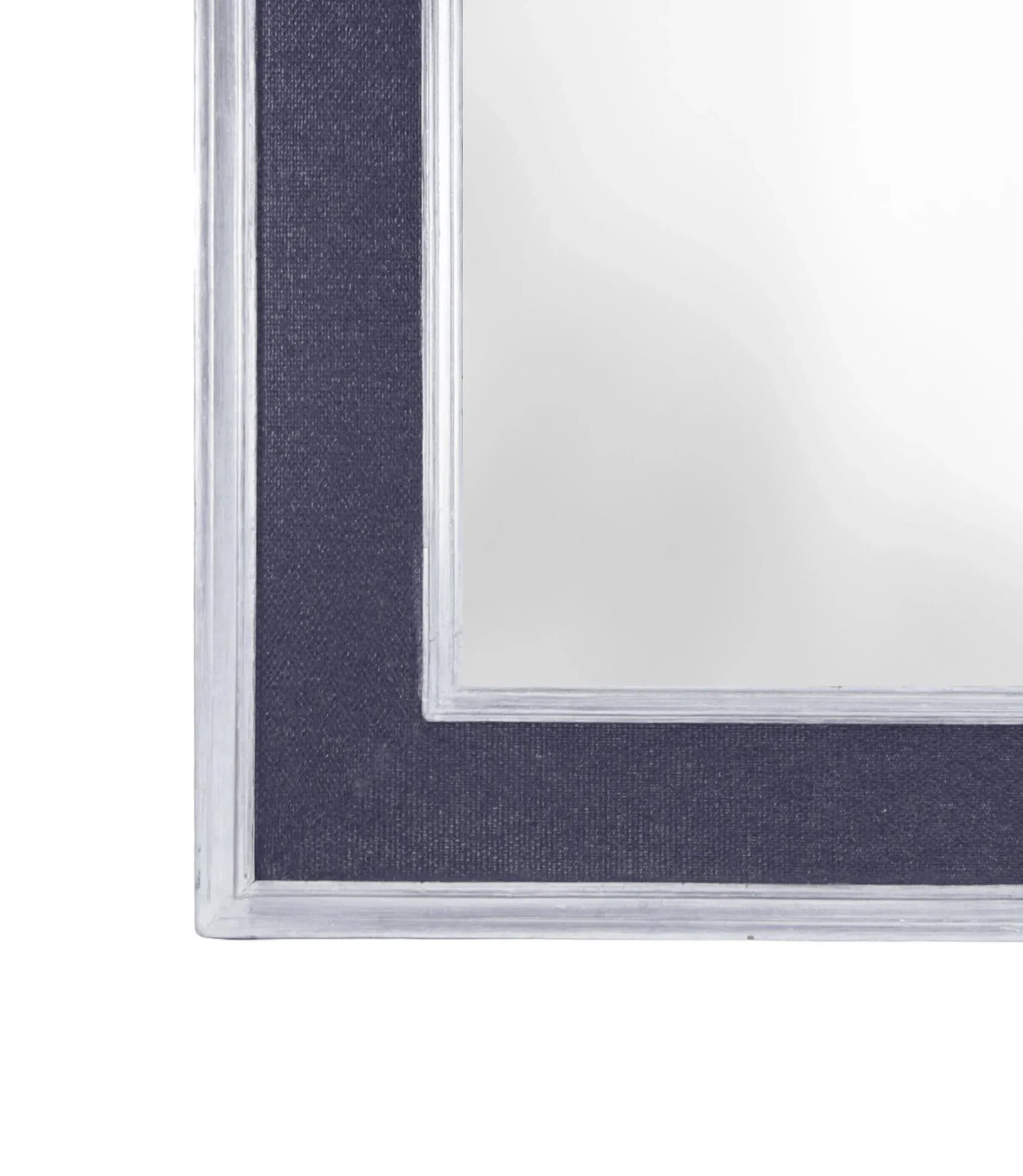 Silver-Edged Blue Raffia-Wrapped Mirror - 3