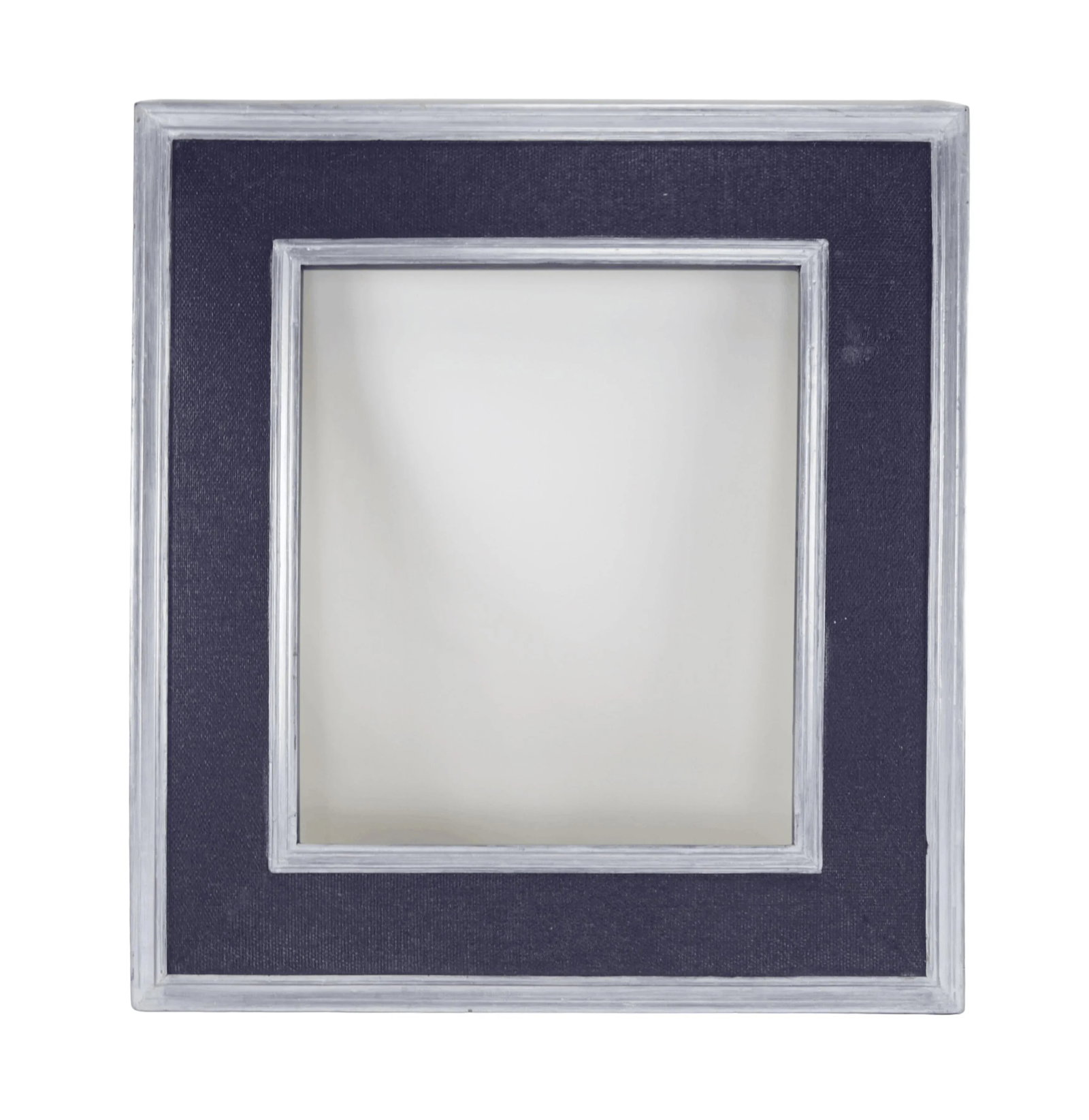 Silver-Edged Blue Raffia-Wrapped Mirror - 4
