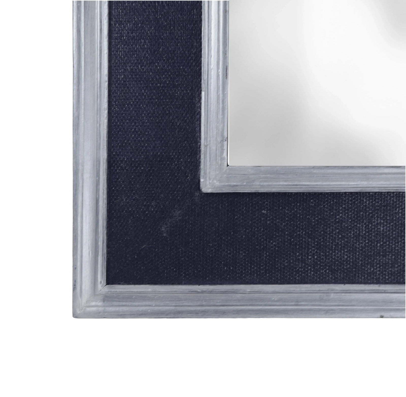 Silver-Edged Blue Raffia-Wrapped Mirror - 5