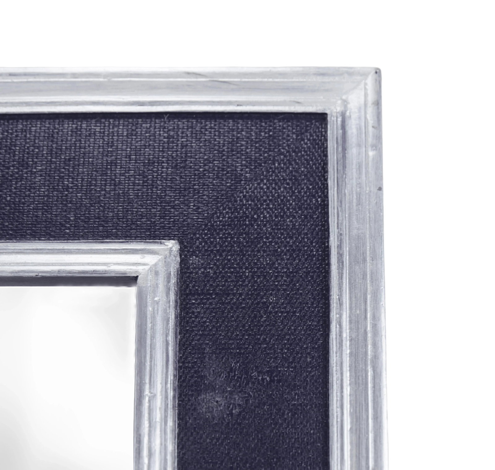 Silver-Edged Blue Raffia-Wrapped Mirror - 6