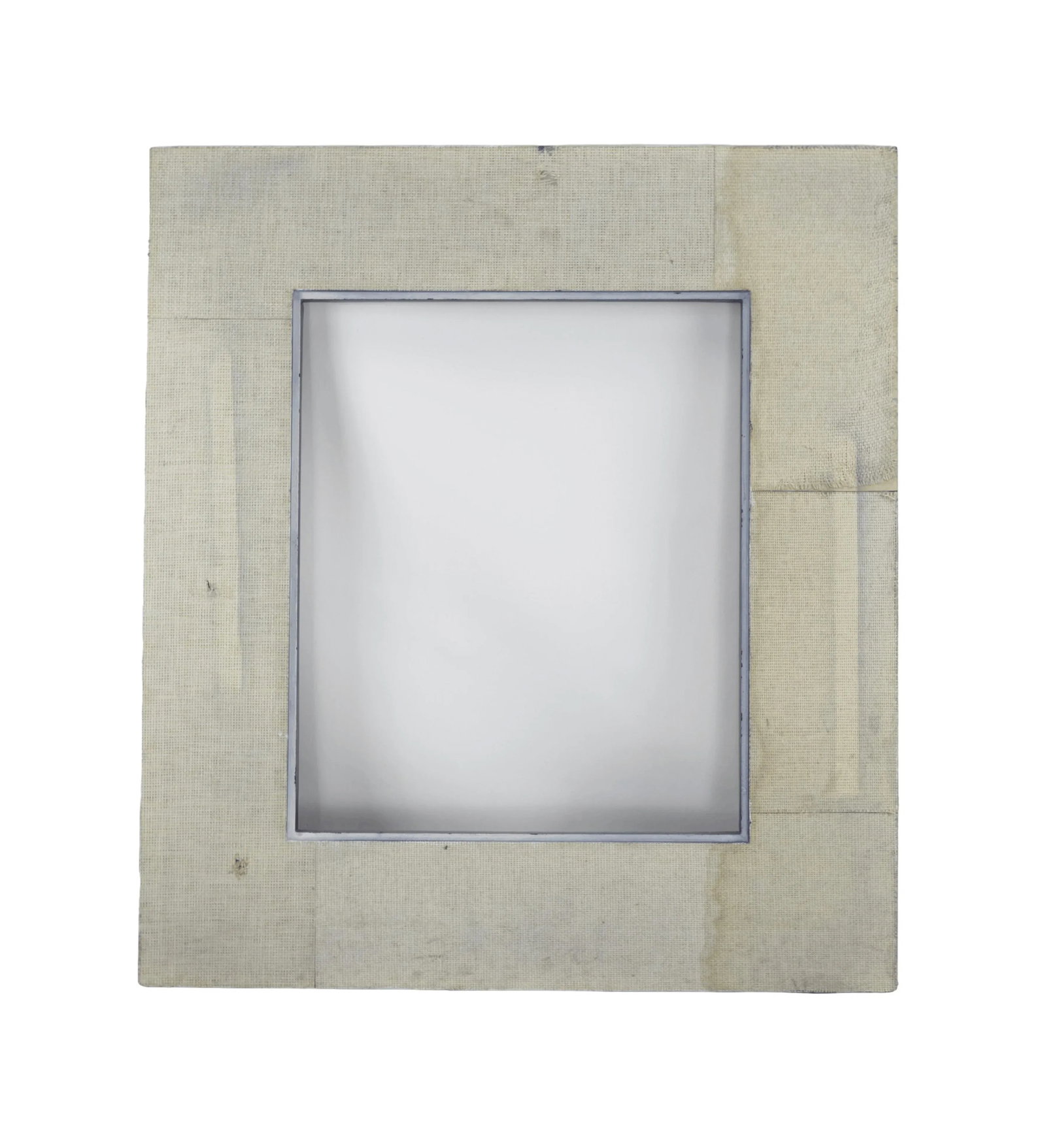 Silver-Edged Blue Raffia-Wrapped Mirror - 8