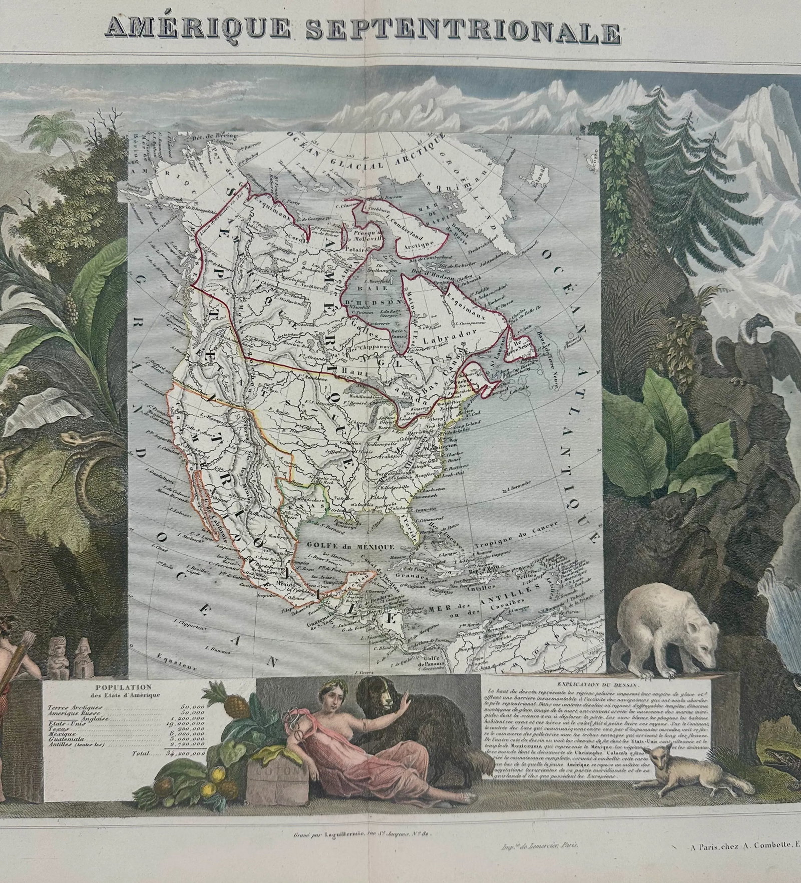 1845 Map of North America by Victor Levasseur - 3