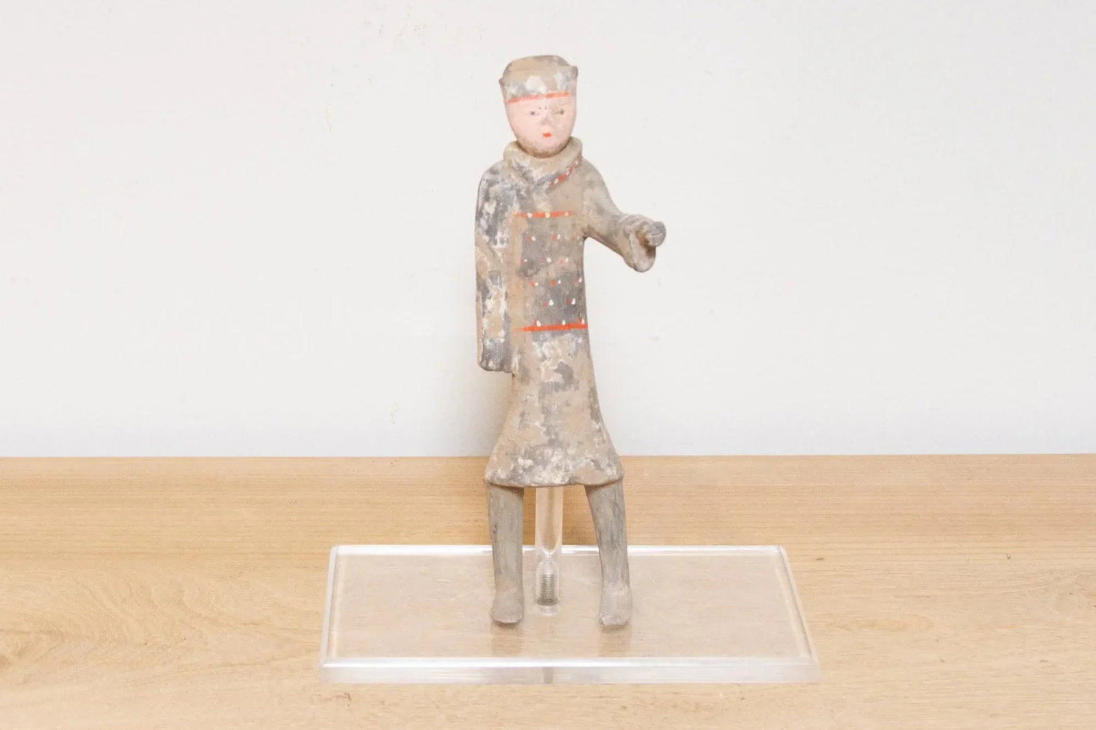 Antique Warrior Painted Pottery Figure - 3