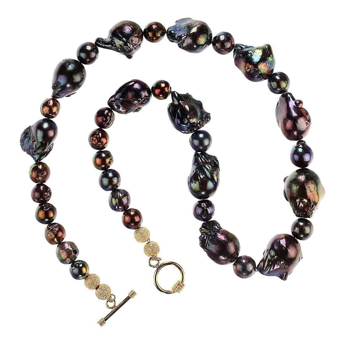 Wine Color Fireball and Round Pearl Necklace: This is part of Chairish's Fine Jewelry assortment. Elegant 21-Inch Iridescent Wine Fireball and Round Pearl Necklace – A Statement of Timeless Beauty Elevate your jewelry collection with this