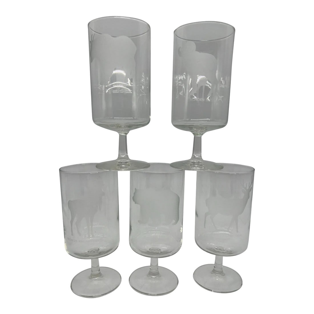 Mid Century Georg Jensen Etched Wildlife Glasses Set of 5 (1 of 9)