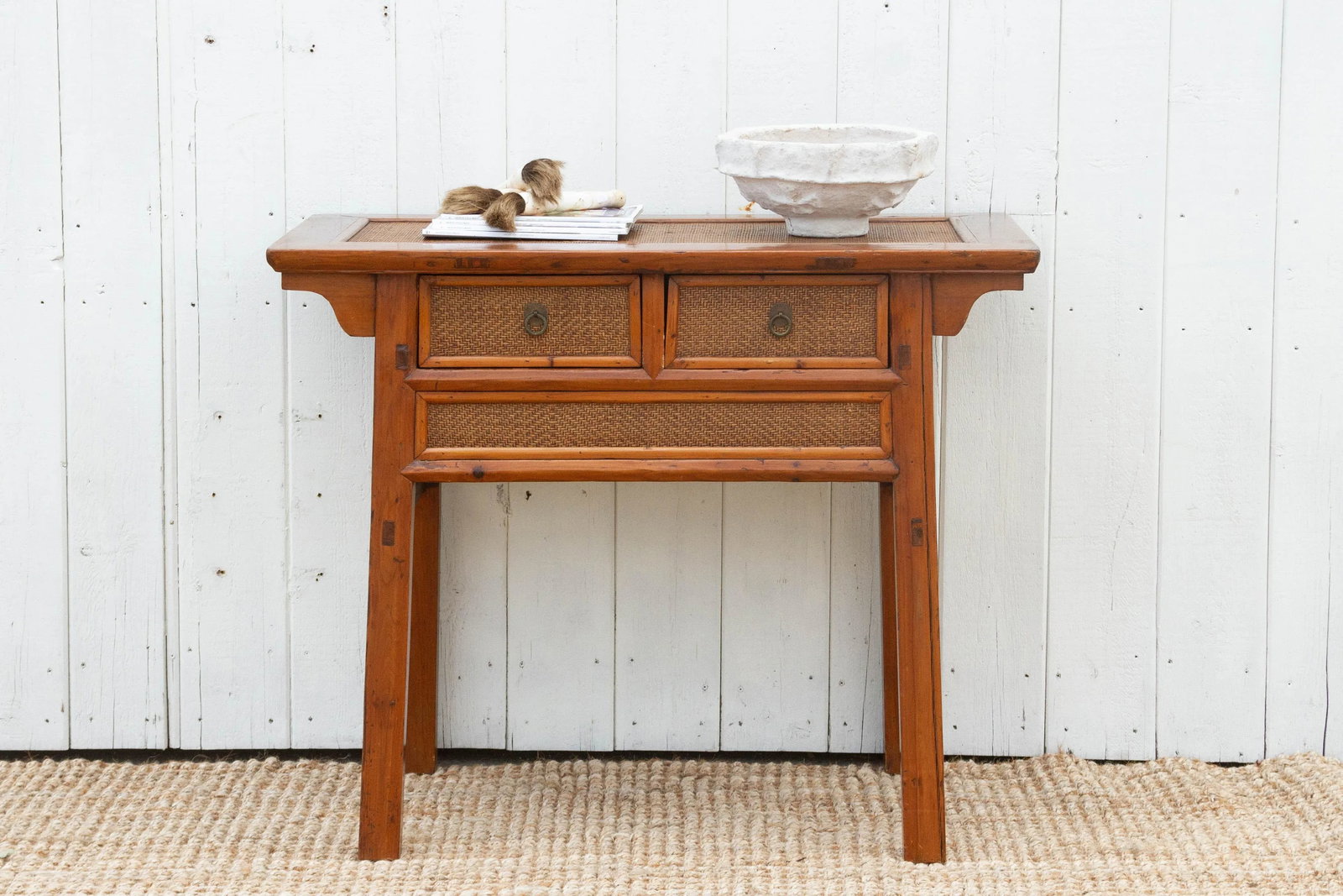20th Century Wood & Rattan Altar Table - 11