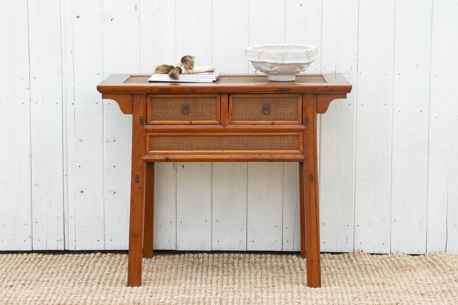 20th Century Wood & Rattan Altar Table - 2
