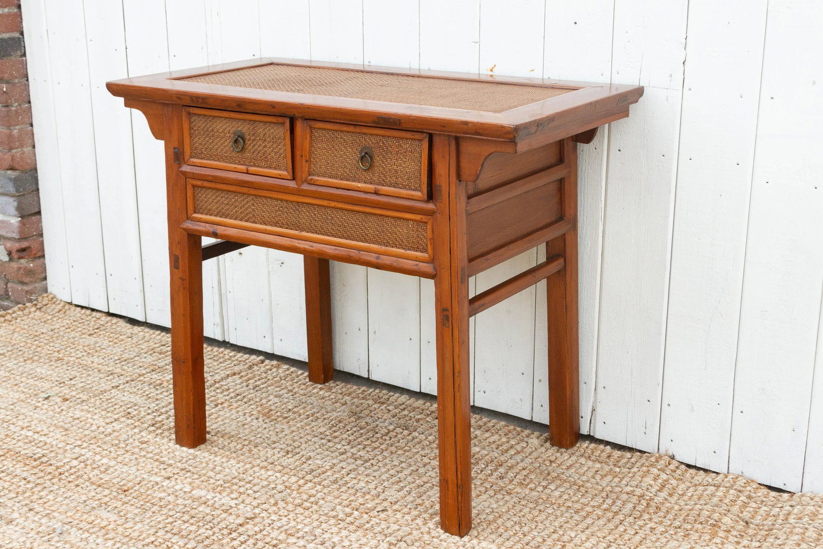 20th Century Wood & Rattan Altar Table - 3