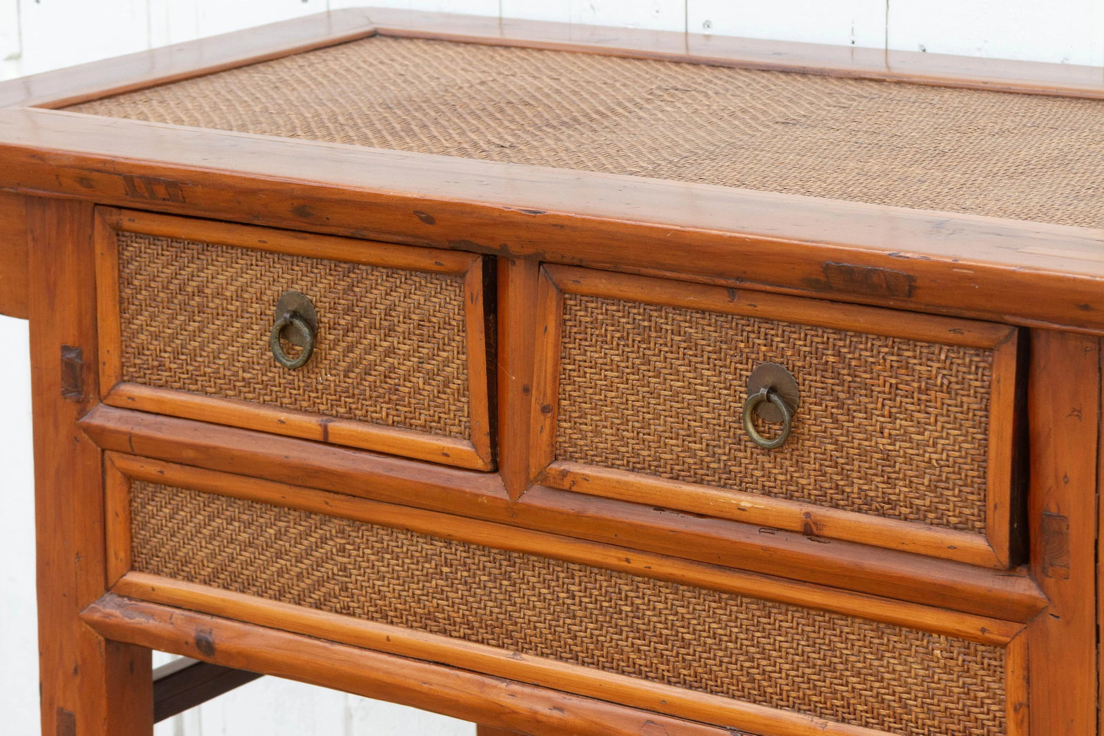 20th Century Wood & Rattan Altar Table - 4