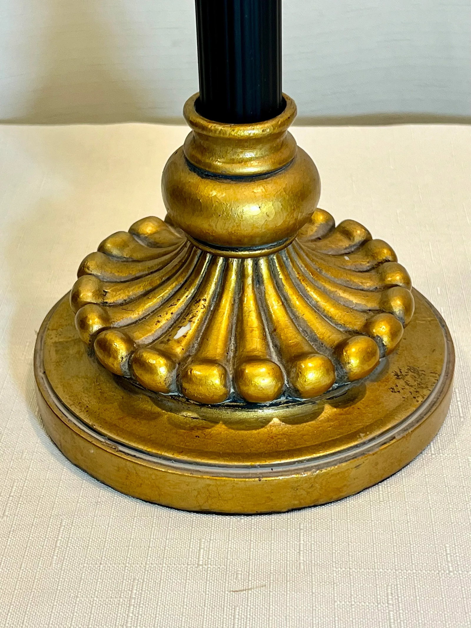 Vintage Regency Golden Elephant on Column Table Lamp With Beaded Shade - 6