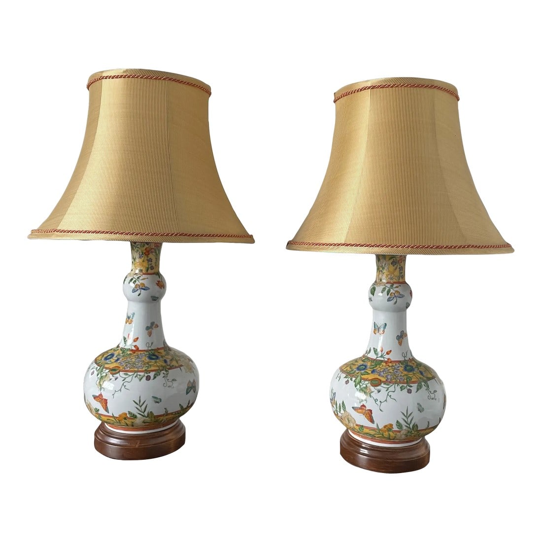 Mid 20th Century Table Lamps From Ceramic Vases With Butterflies - a Pair (1 of 12)