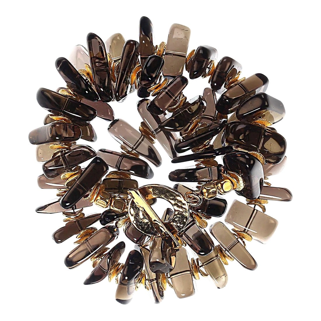 Highly Polished Smoky Quartz and Gold Choker Necklace: This is part of Chairish's Costume Jewelry assortment. Custom Smoky Quartz Choker Necklace – Elegance with a Touch of History and Meaning Discover timeless beauty with this custom-made 16-inch
