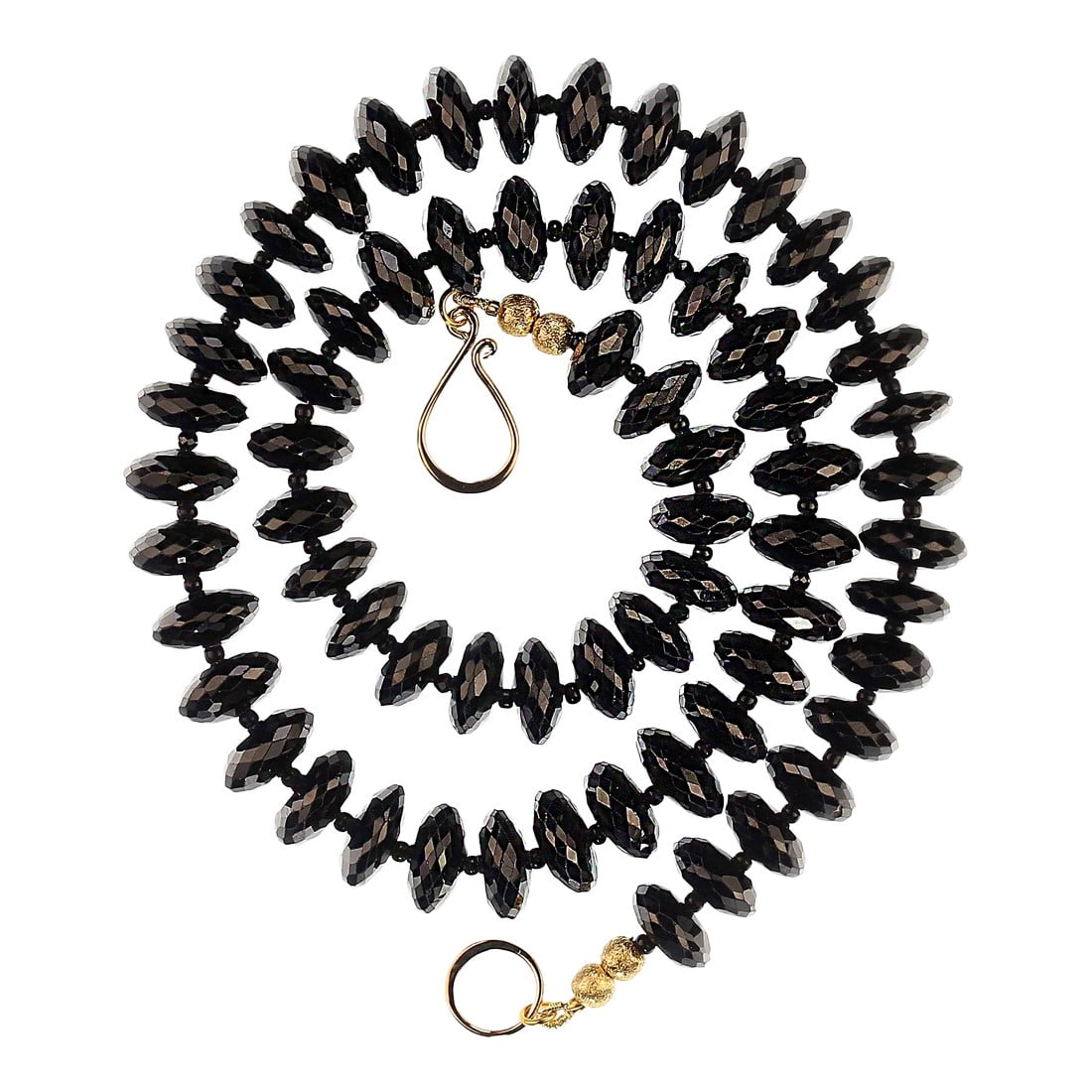 Sparkling Faceted Black Tourmaline Necklace: This is part of Chairish's Fine Jewelry assortment. Fabulous 18-Inch Black Tourmaline Rondelle Necklace – Sparkling and Bold Gemstone Jewelry This fabulous 18-inch black tourmaline rondelle