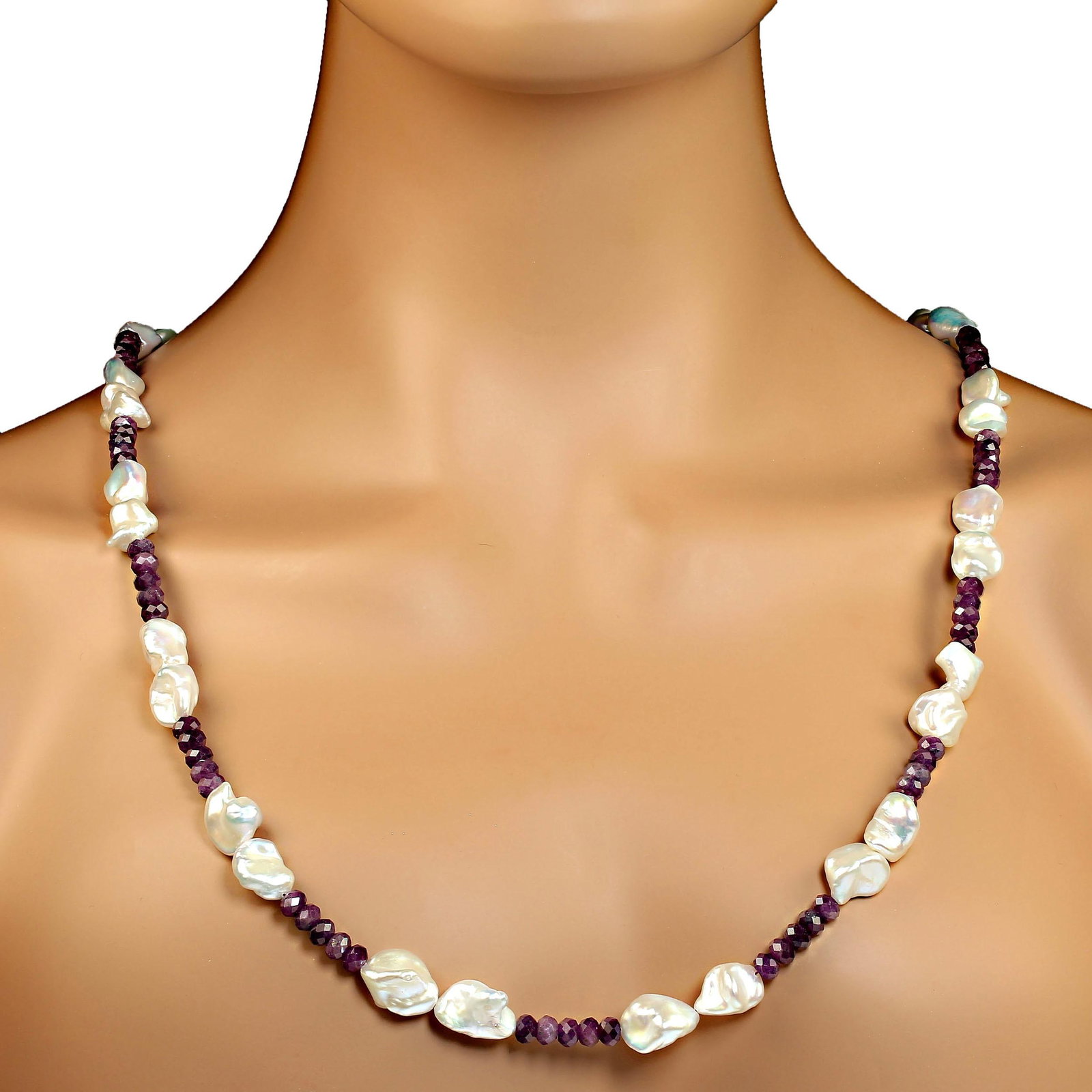White Pearl and Ruby Necklace - 2