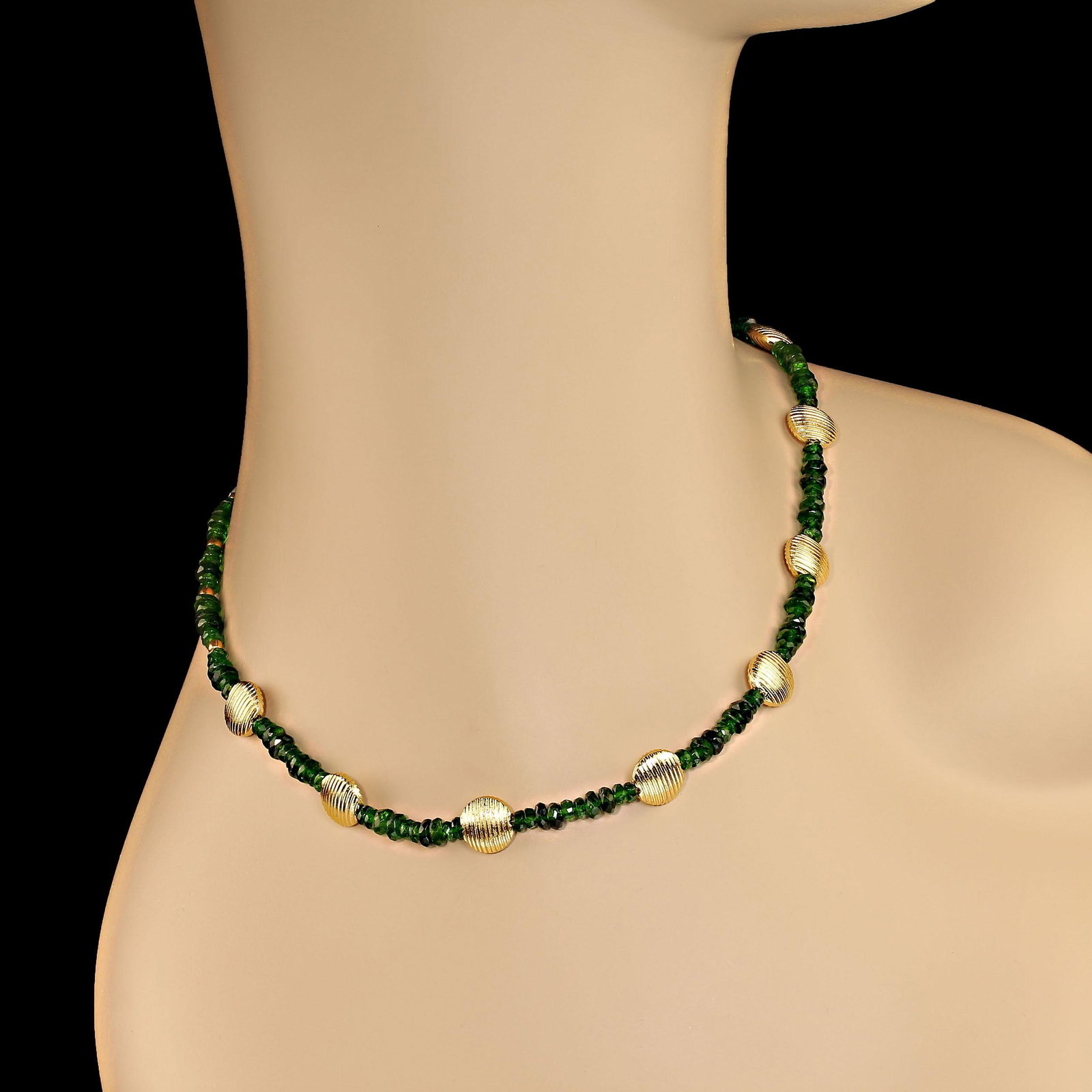 Green Chrome Diopside and Goldy Accents Necklace - 3