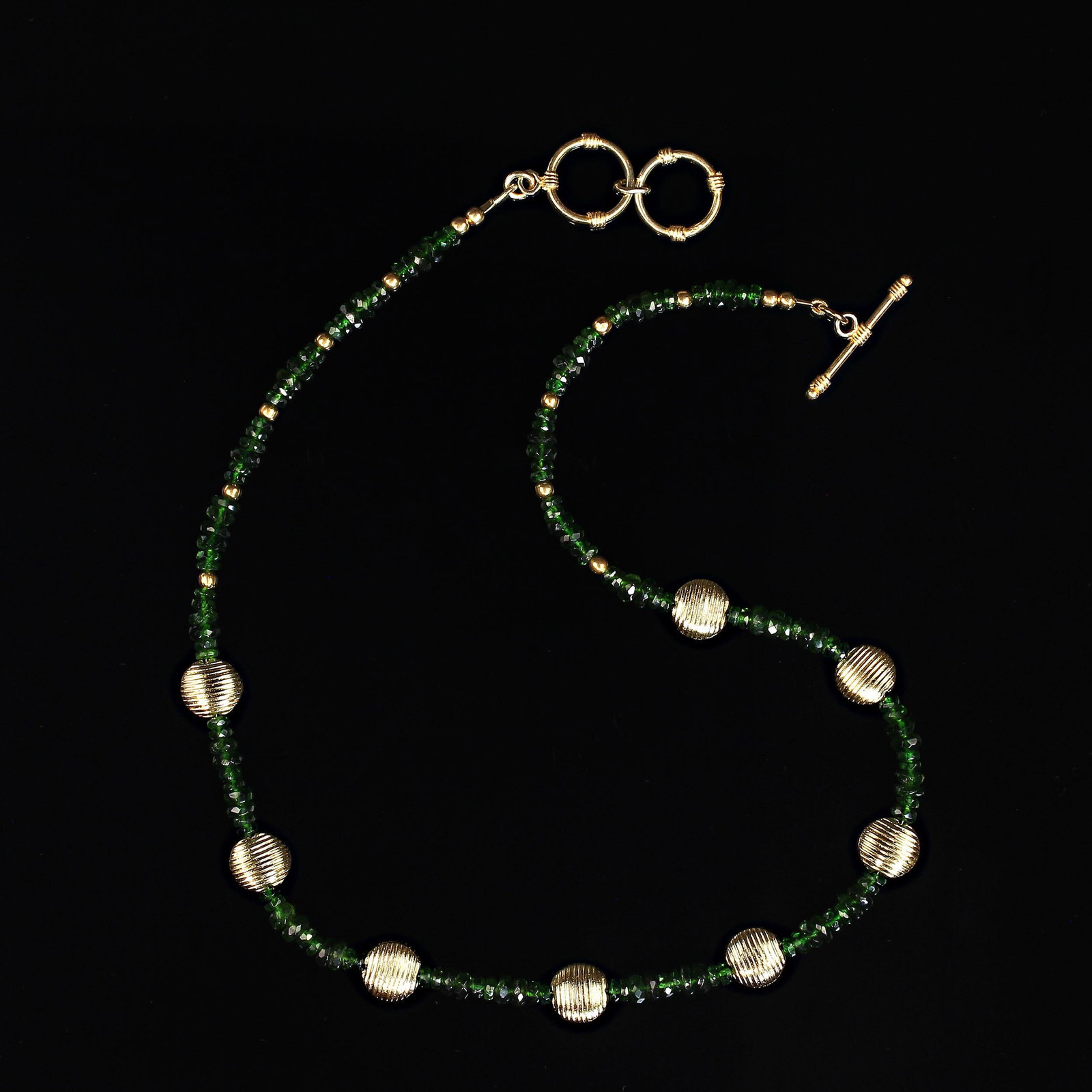 Green Chrome Diopside and Goldy Accents Necklace - 4