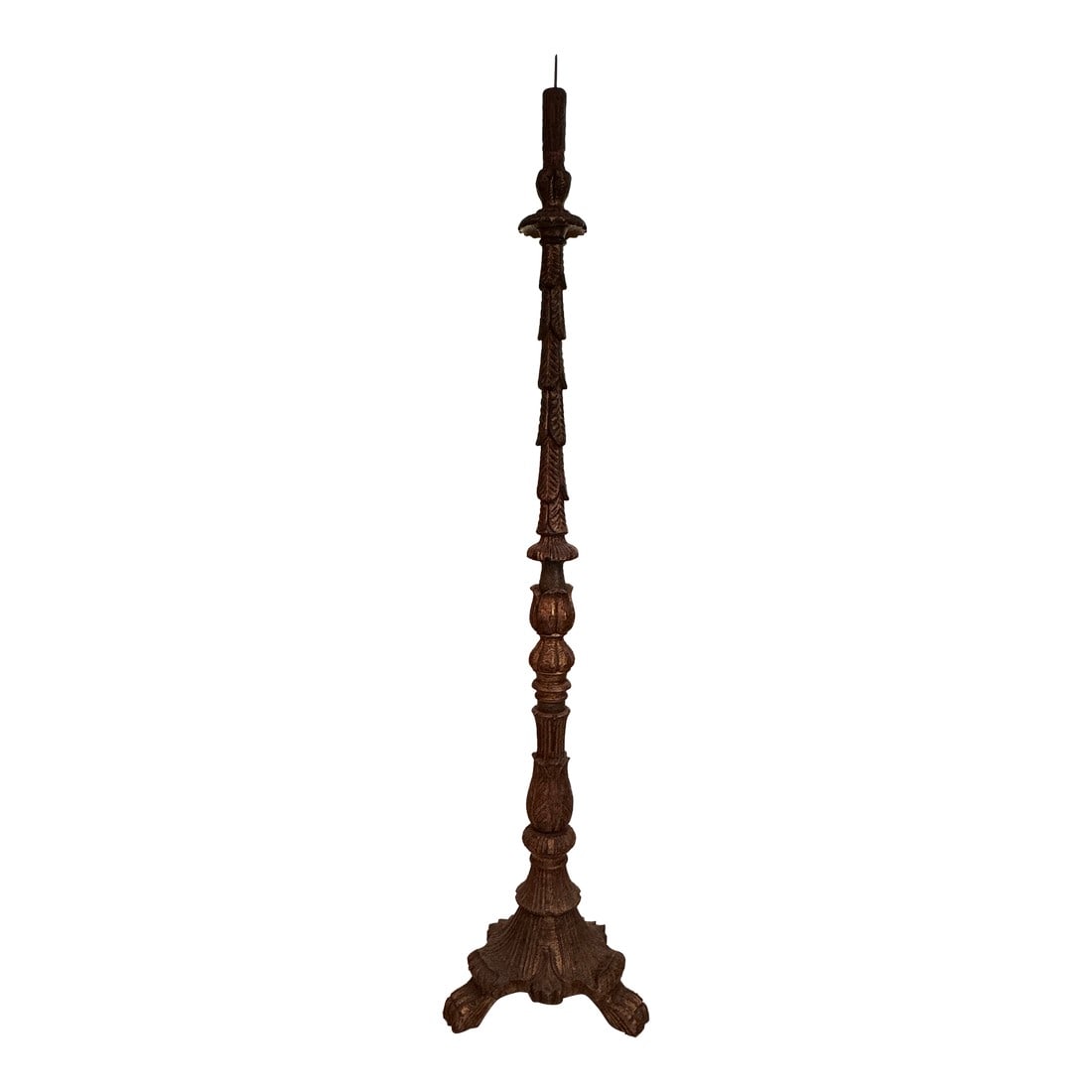 Early 20th Century Baroque Style Tall Painted & Gilded Altar Candelabra Candlestick (1 of 9)