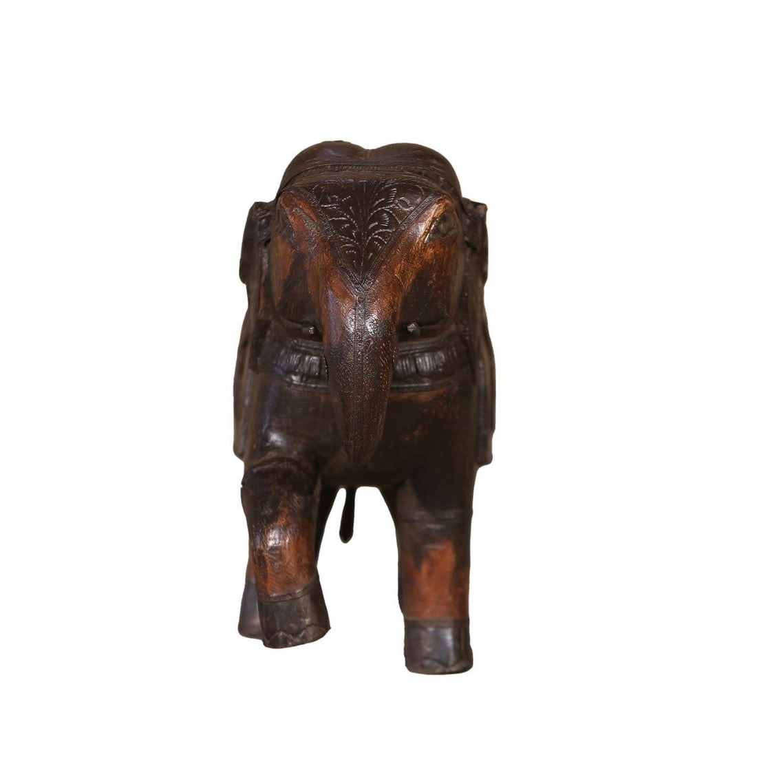 Vintage Solid Wood Handmade Elephant Statue - 4