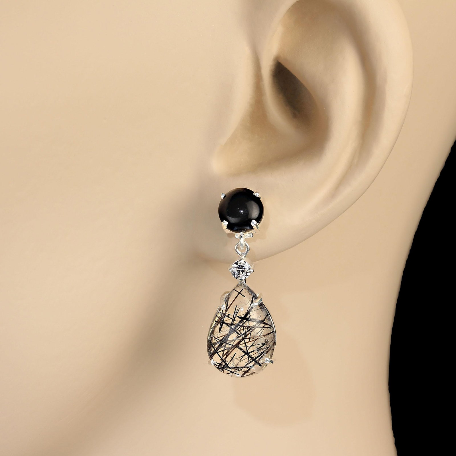 AJD Sophisticated Black and White Earrings - 2 Pieces - 2