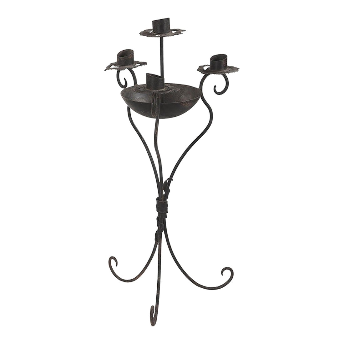 Vintage Victorian Style Wrought Iron Distressed Black Painted Large Candelabra (1 of 3)