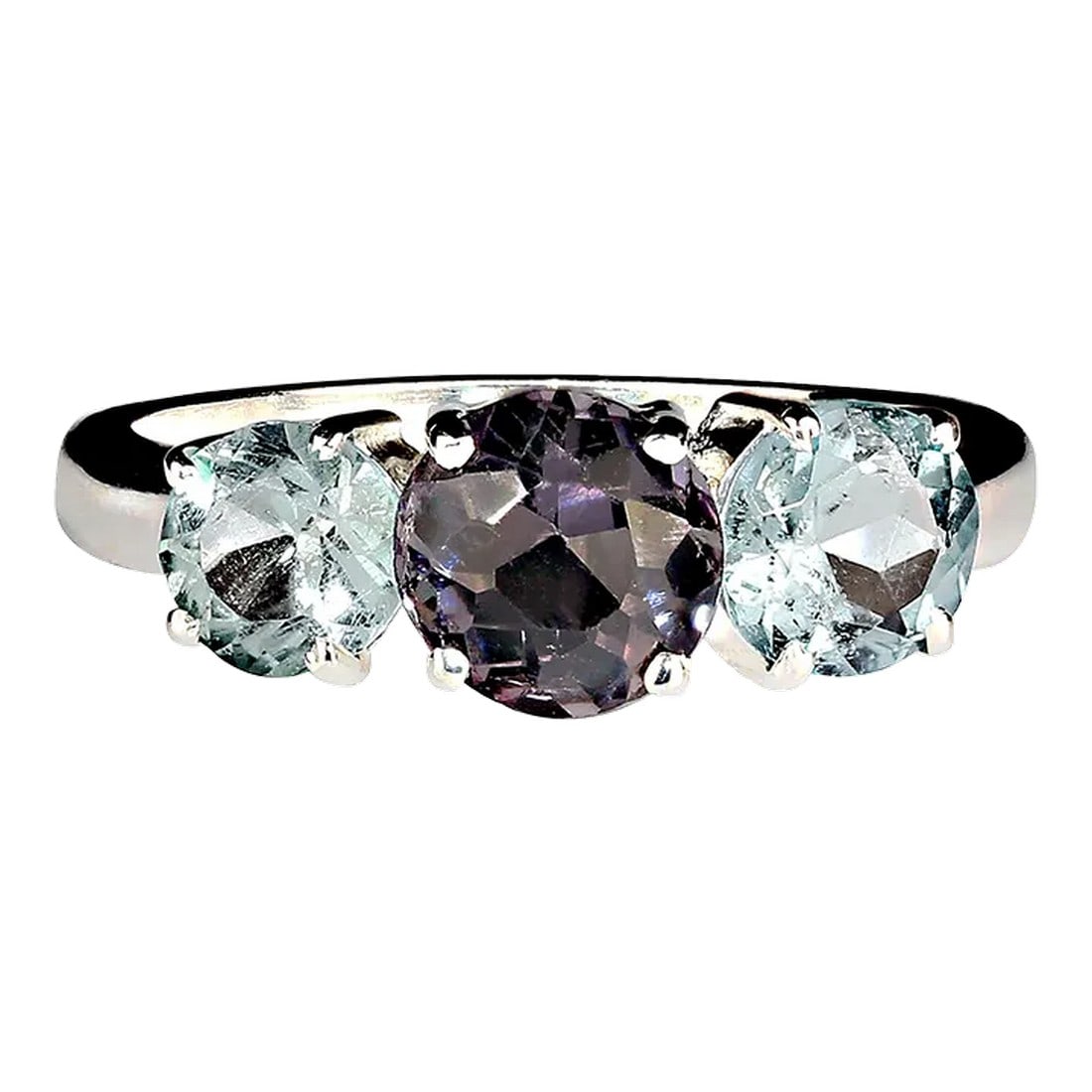 Classic Three Stone Blue Tourmaline Ring Size 8 (1 of 4)