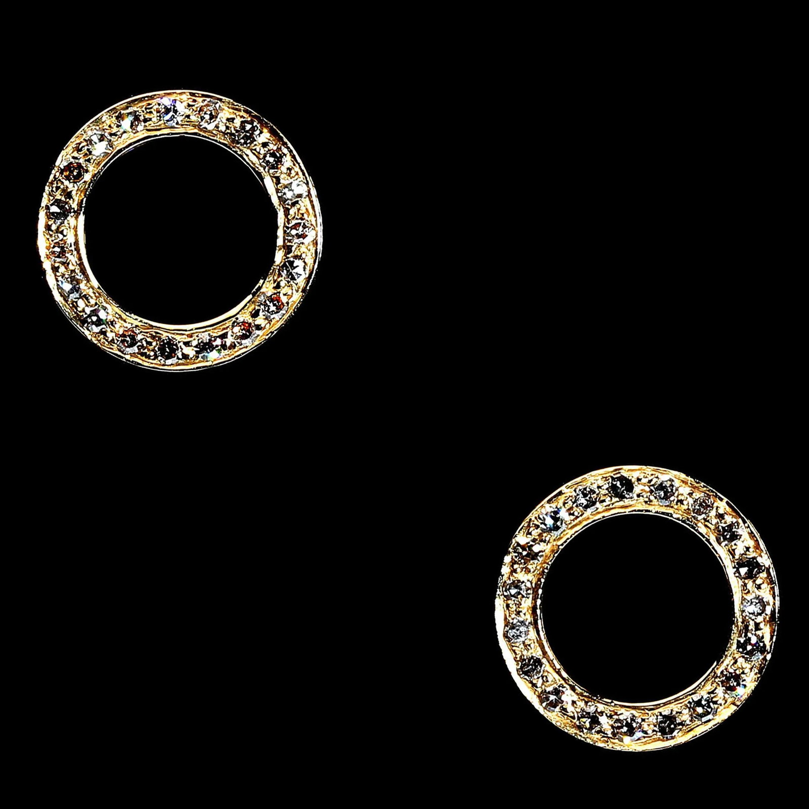 Diamond and 14 Karat Flat Circle Earrings April Birthstone - 2 Pieces - 3