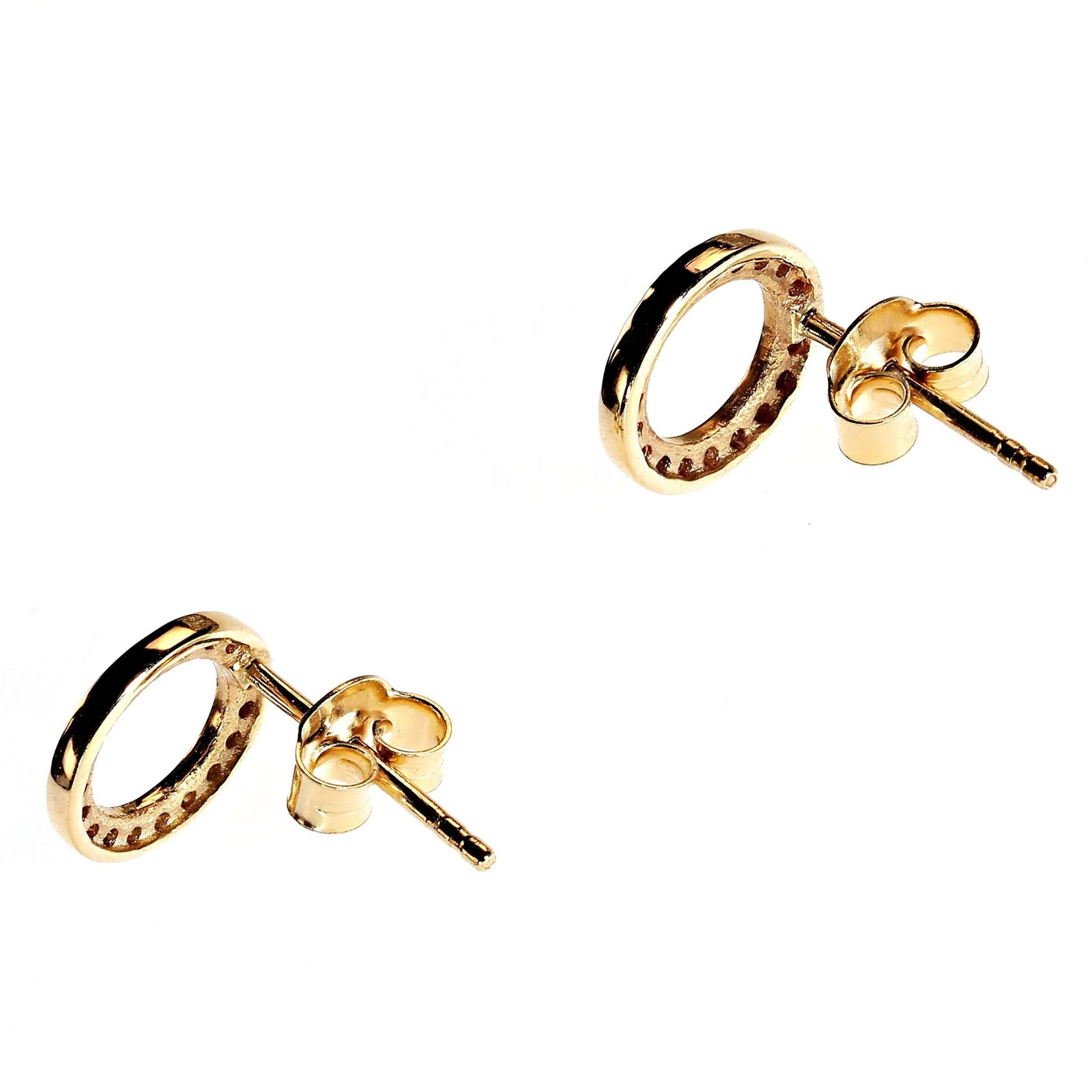 Diamond and 14 Karat Flat Circle Earrings April Birthstone - 2 Pieces - 4