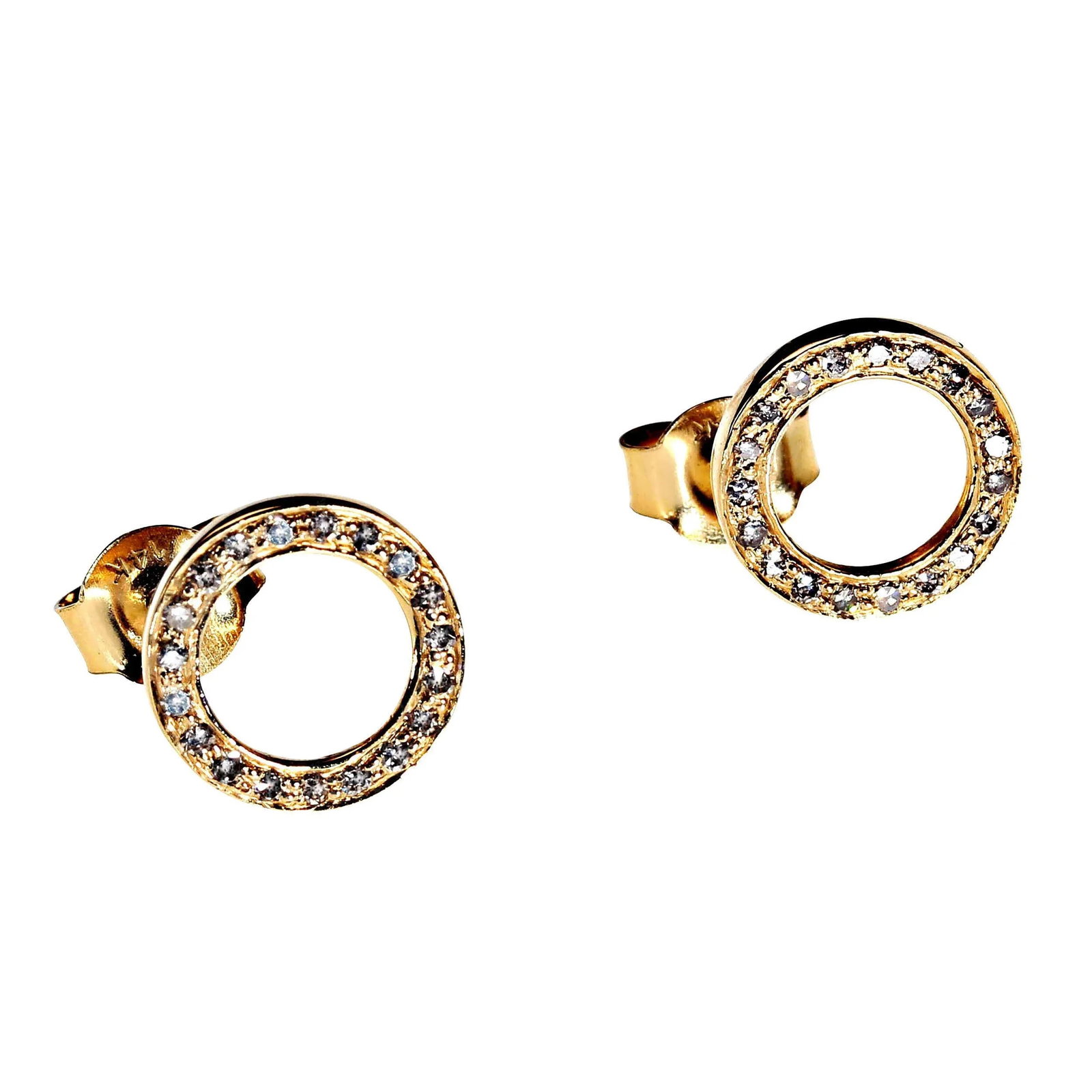 Diamond and 14 Karat Flat Circle Earrings April Birthstone - 2 Pieces - 5