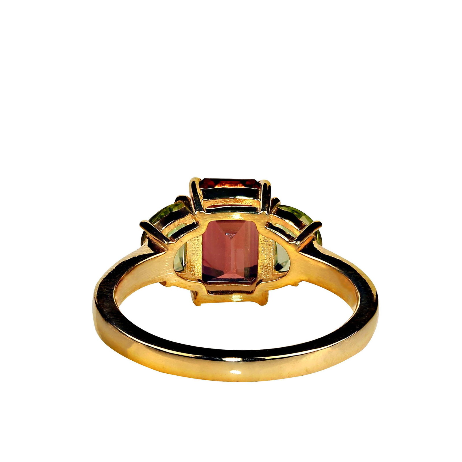 Orange Tourmaline Accented With Peridot Ring Size 8 - 3
