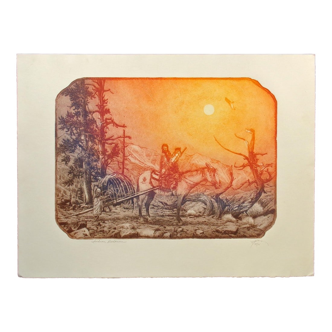 Roy Purcell "Indian Madonna" Signed Numbered Art Etching 1980 Western: Indian Madonna by Roy Purcell Pencil signed titled and numbered by the artist Limited Edition Etching on Paper Hand signed by the artist Paper Size: 22" x 30" Image Size: 15-3/4" x 22-1/4" 