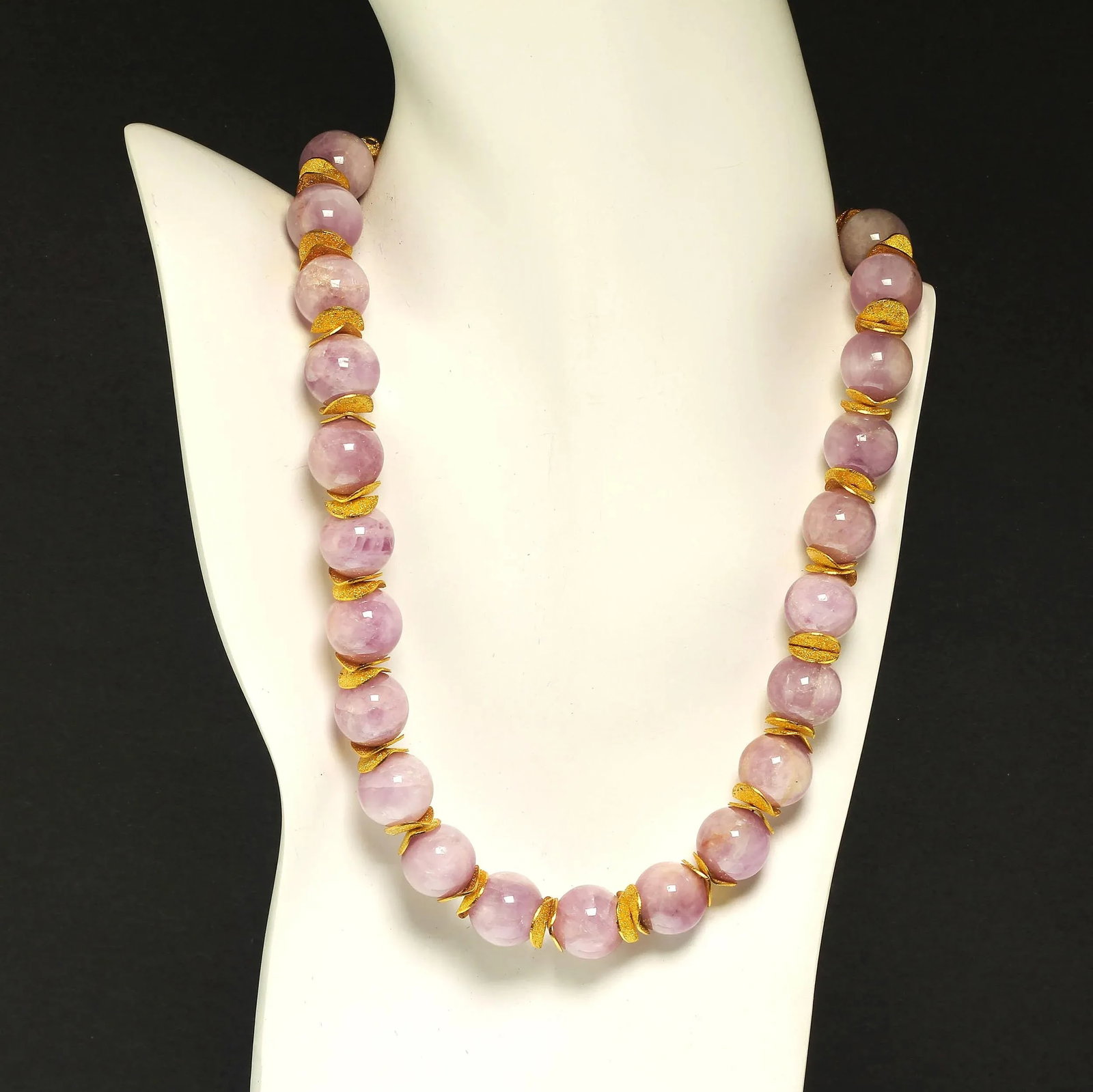 Pink Kunzite With Goldy Accents Necklace - 3